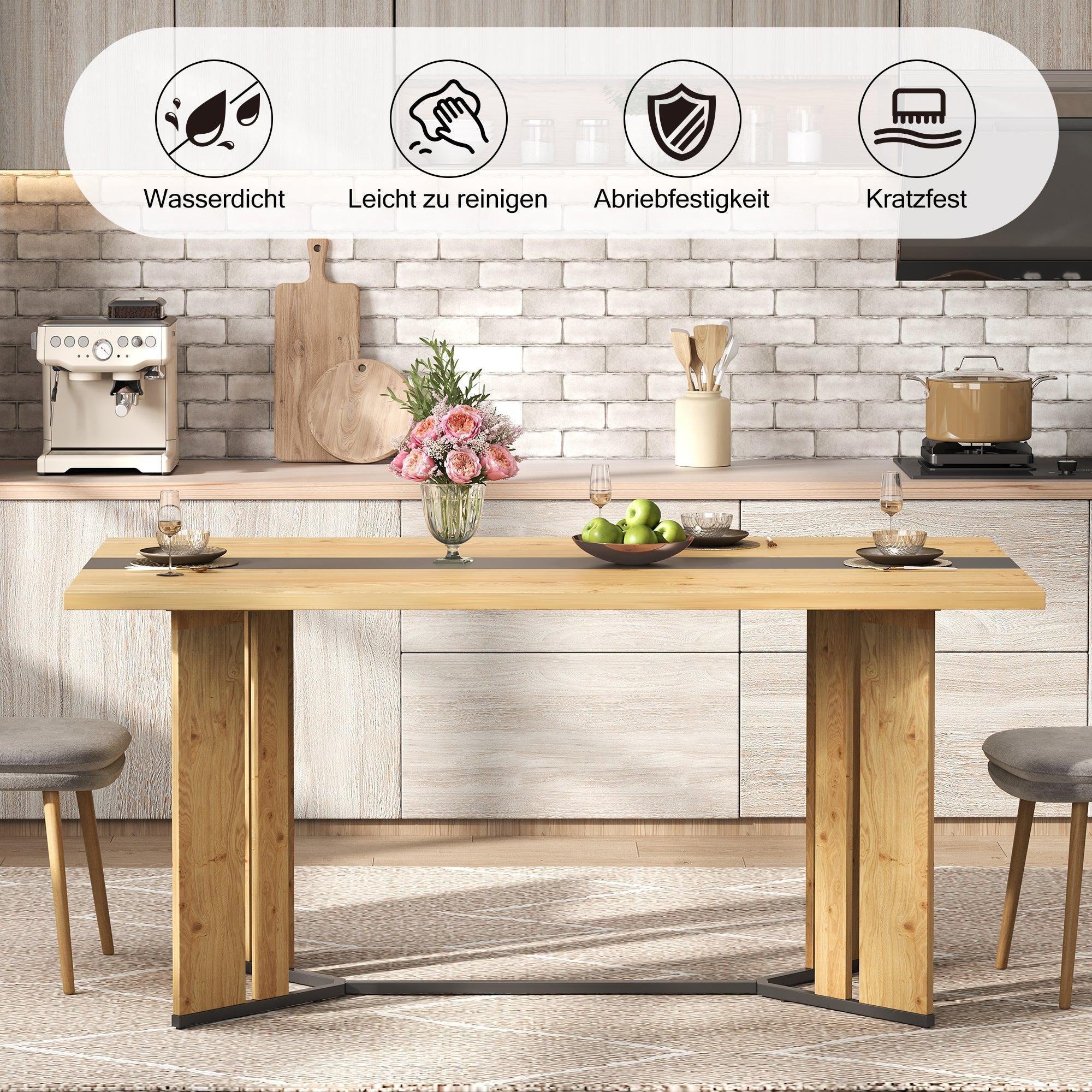 Logidon eettafel 150x80 cm Scandinavisch hout eikenlook waterdicht