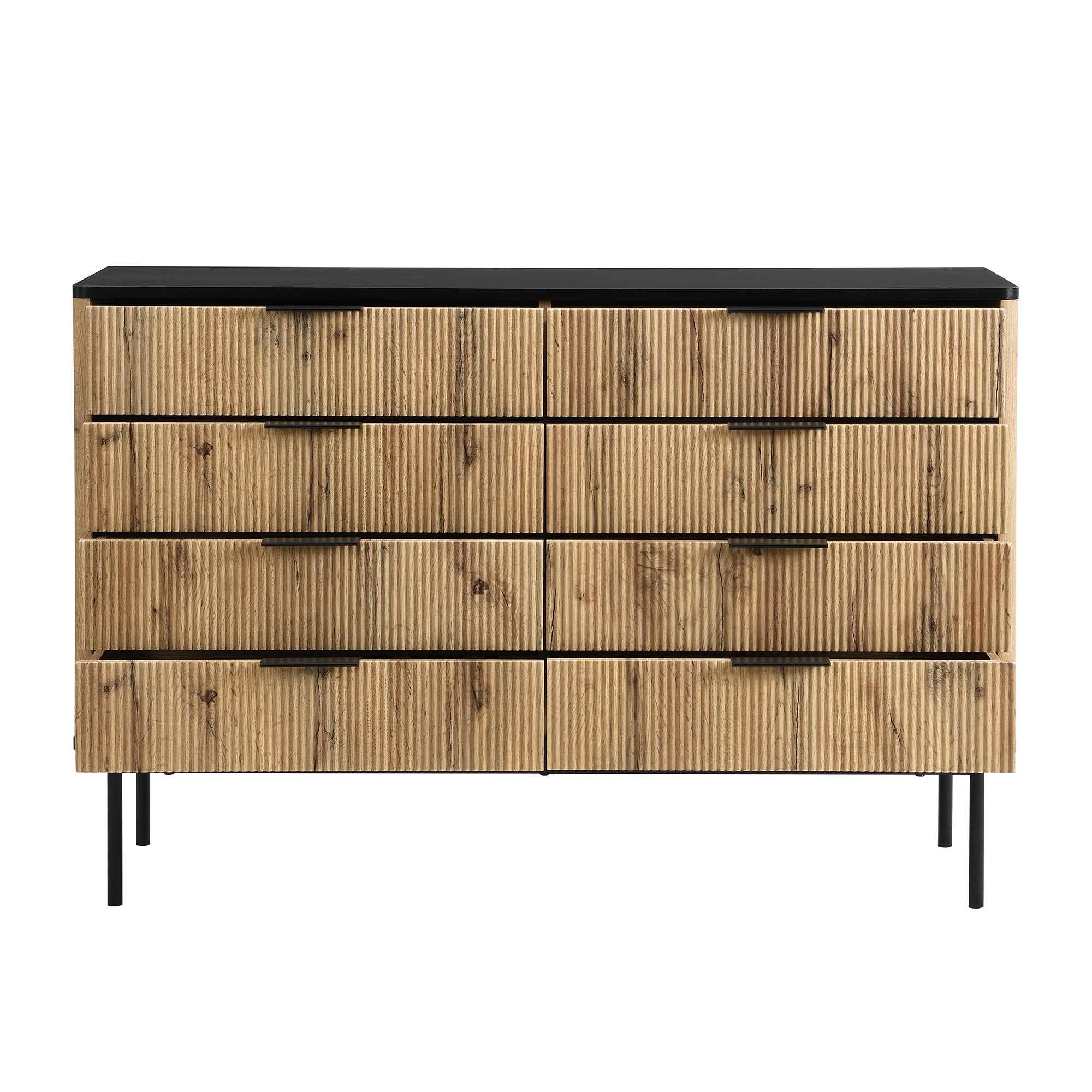 Logidon Modern dressoir 120x39,5x80 9 laden natuurlijke houtlook