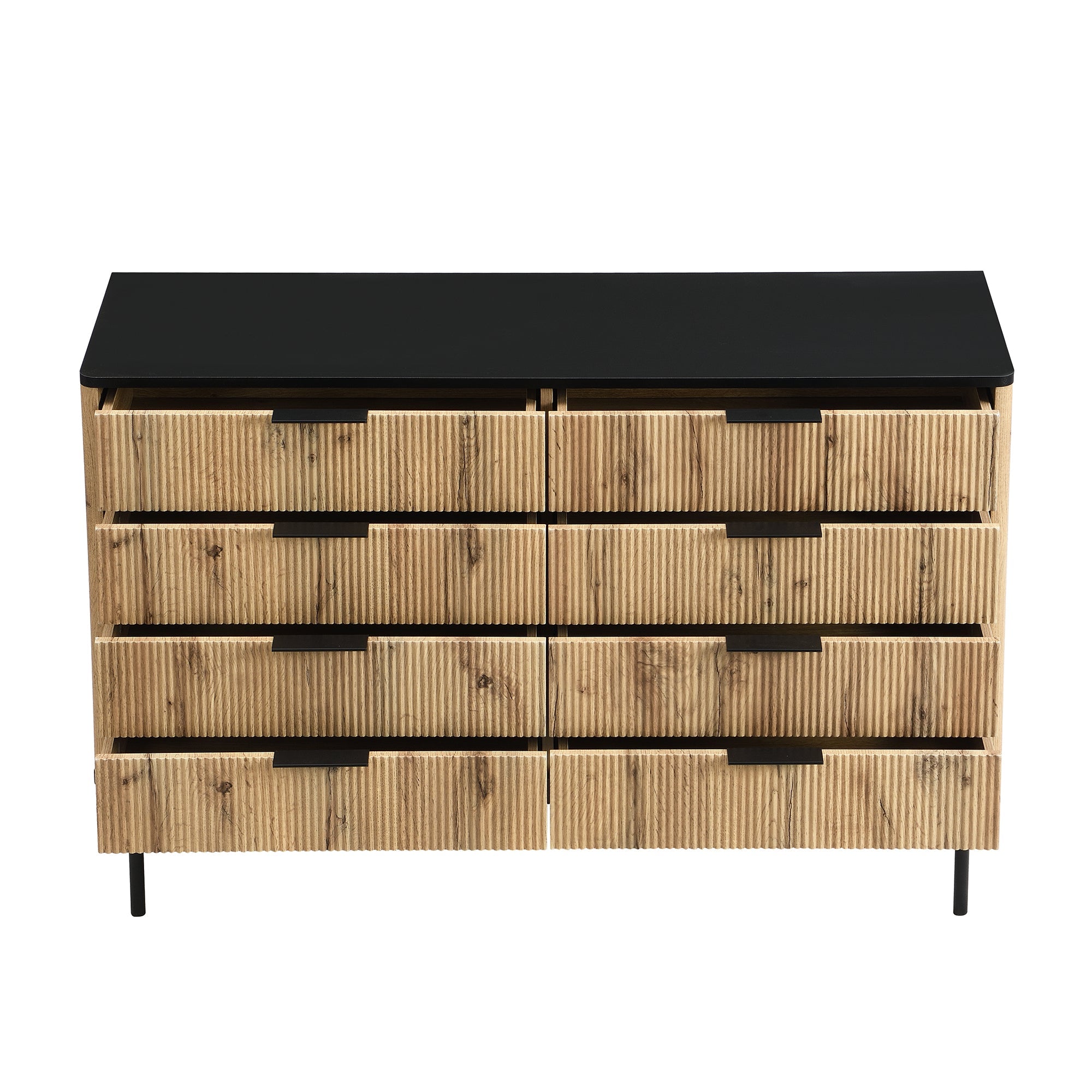 Logidon Modern dressoir 120x39,5x80 9 laden natuurlijke houtlook