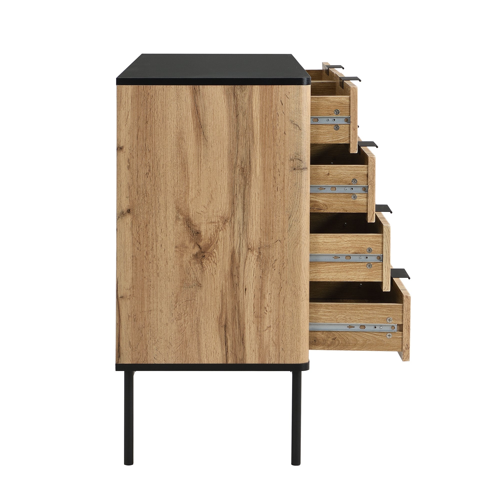 Logidon Modern dressoir 120x39,5x80 9 laden natuurlijke houtlook