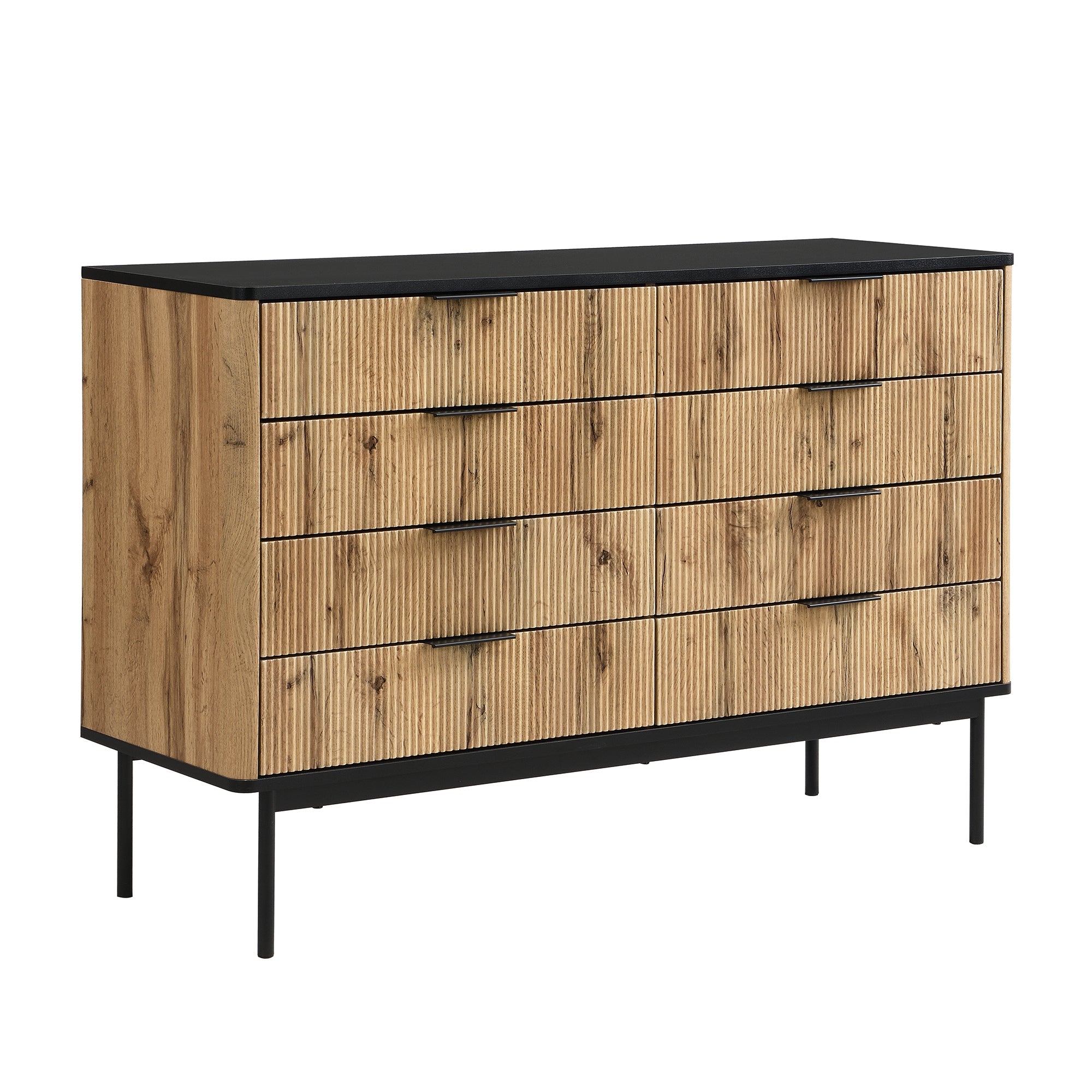 Logidon Modern dressoir 120x39,5x80 9 laden natuurlijke houtlook