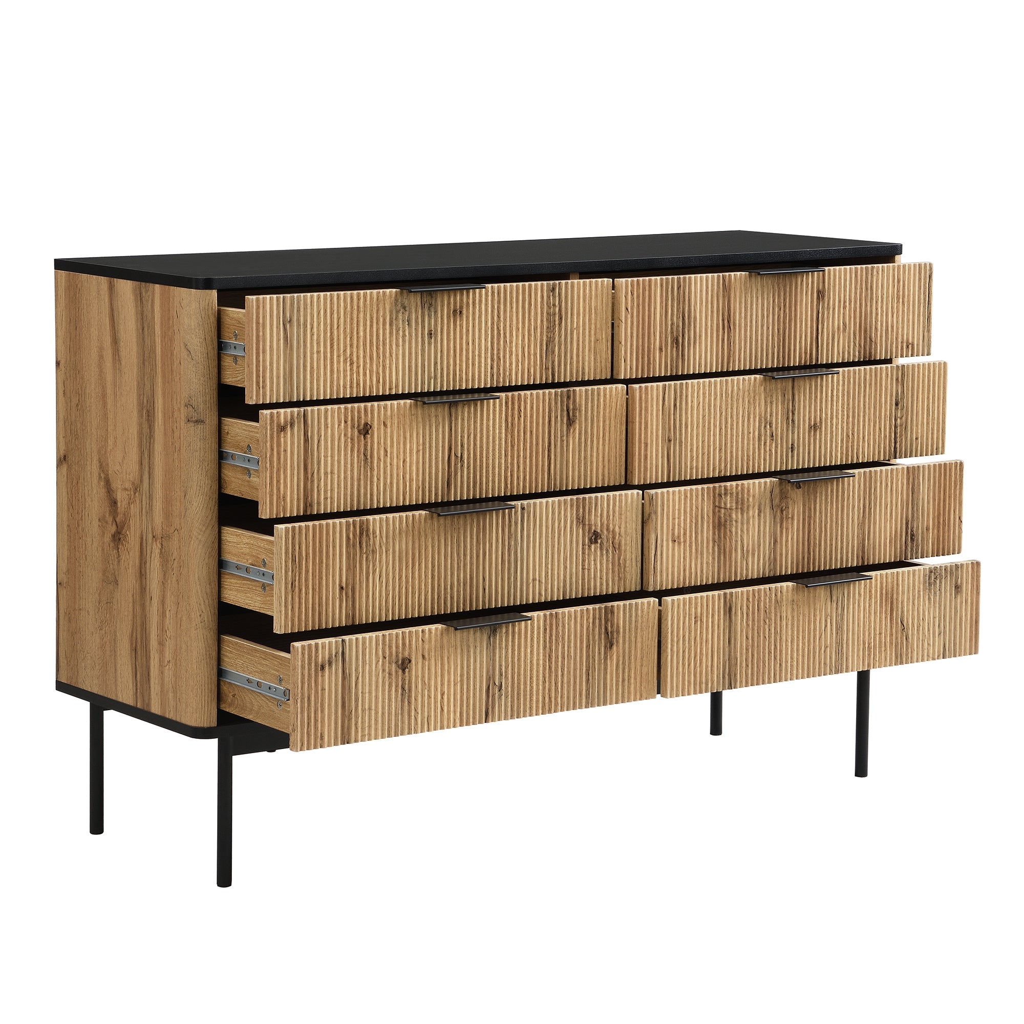 Logidon Modern dressoir 120x39,5x80 9 laden natuurlijke houtlook