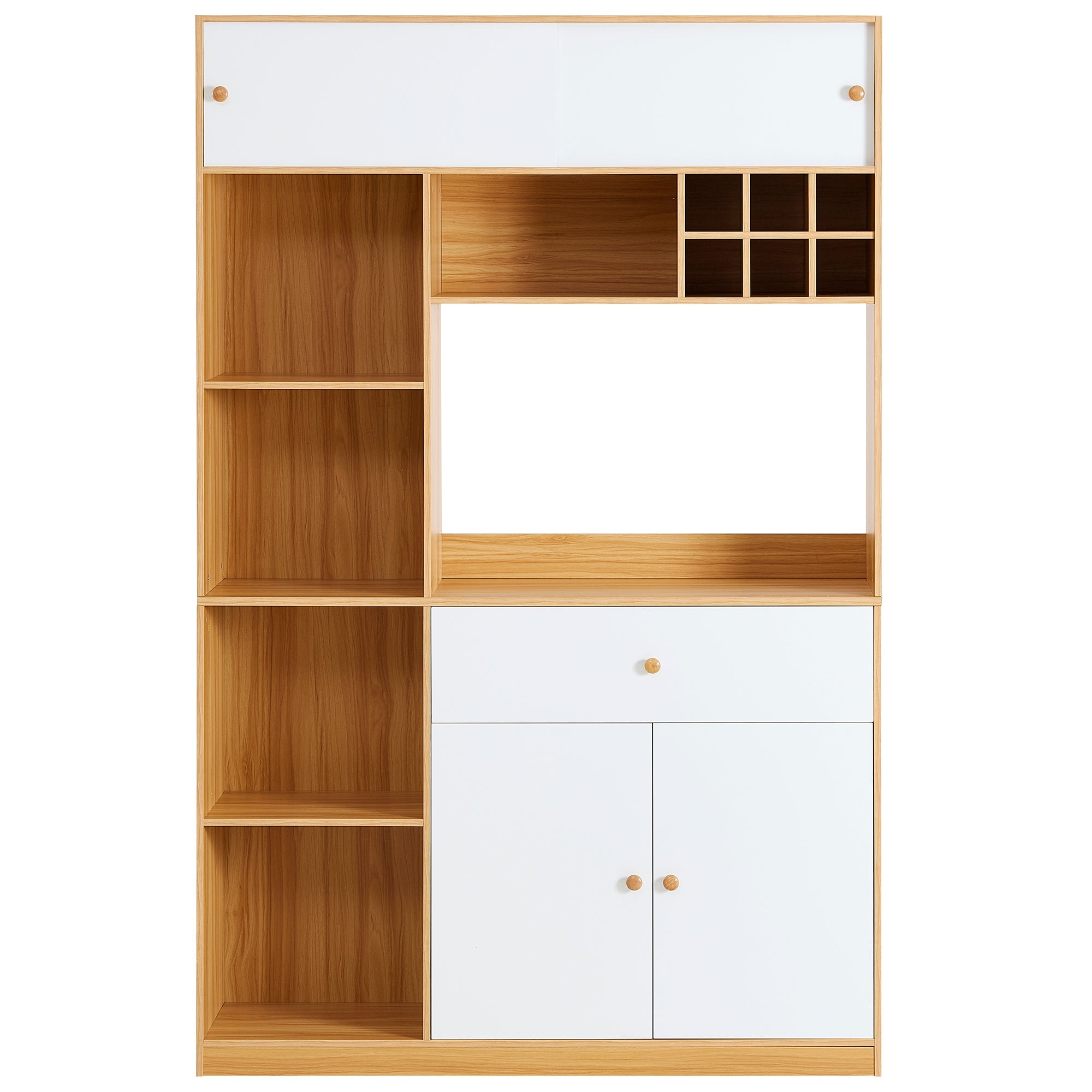 Logidon keukenkast buffet met LED-verlichting, 115x35x180 cm, naturel
