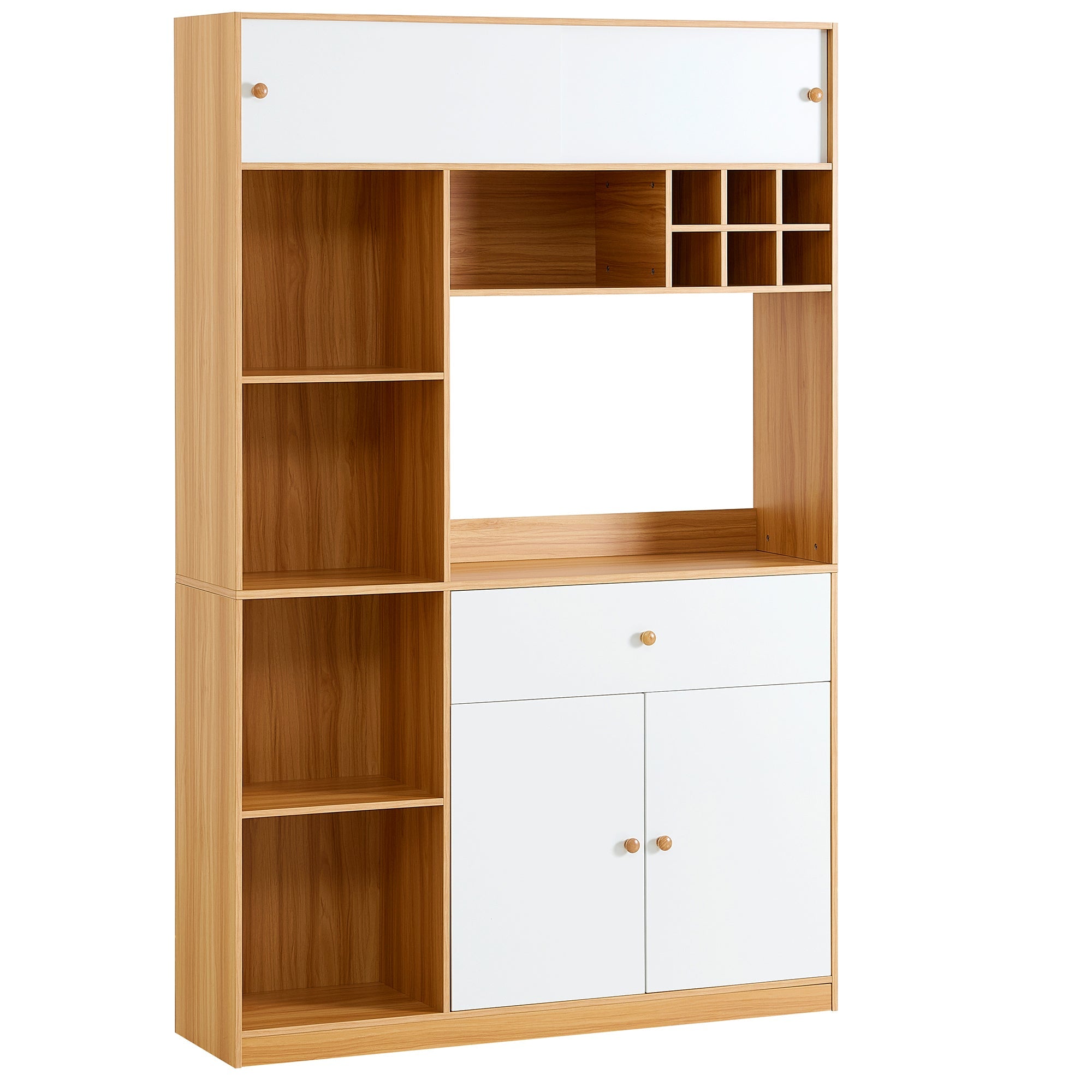 Logidon keukenkast buffet met LED-verlichting, 115x35x180 cm, naturel