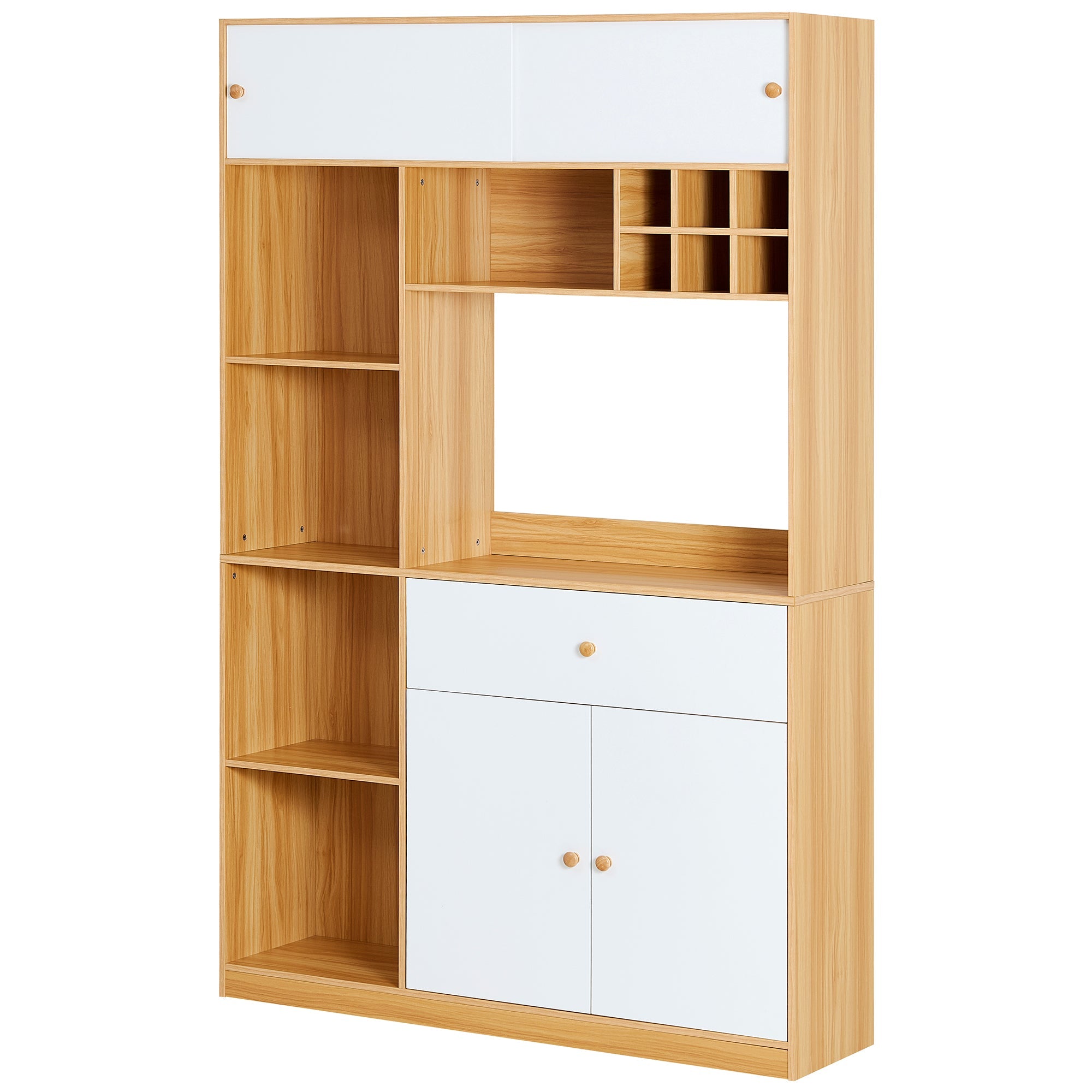 Logidon keukenkast buffet met LED-verlichting, 115x35x180 cm, naturel