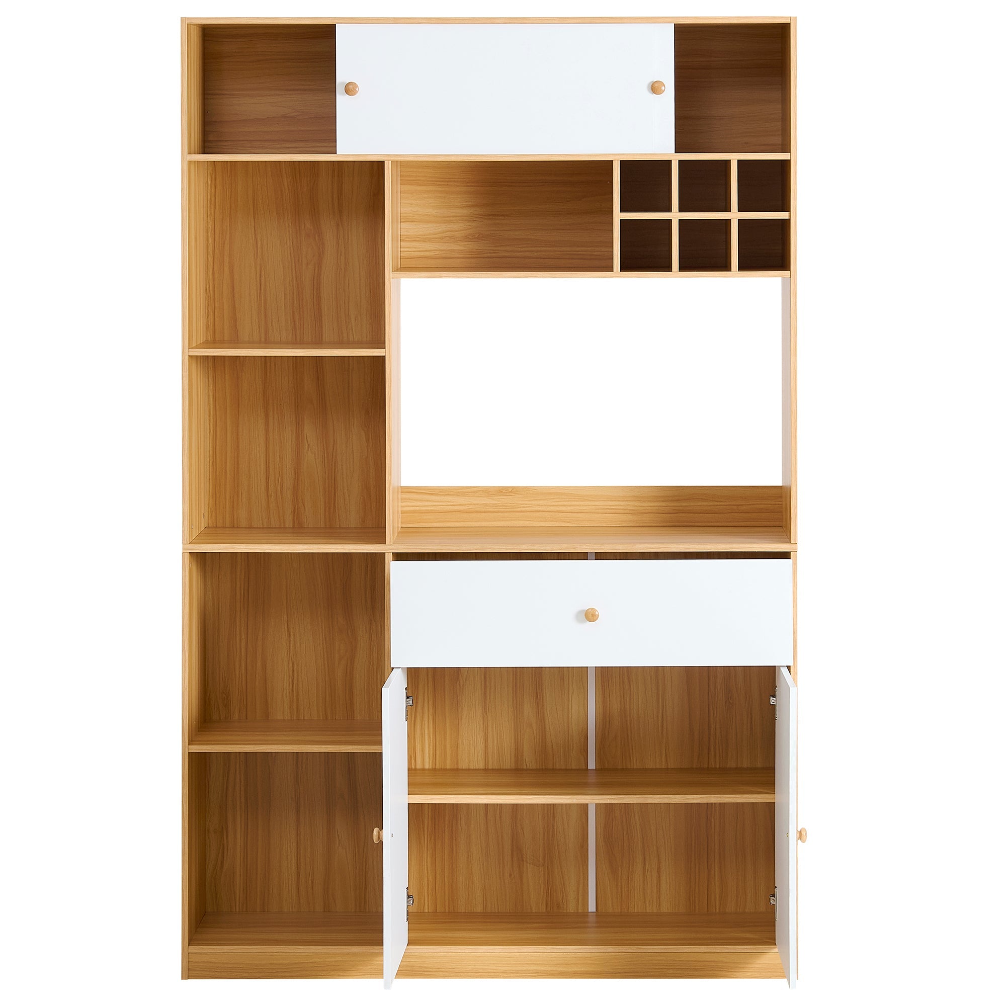 Logidon keukenkast buffet met LED-verlichting, 115x35x180 cm, naturel