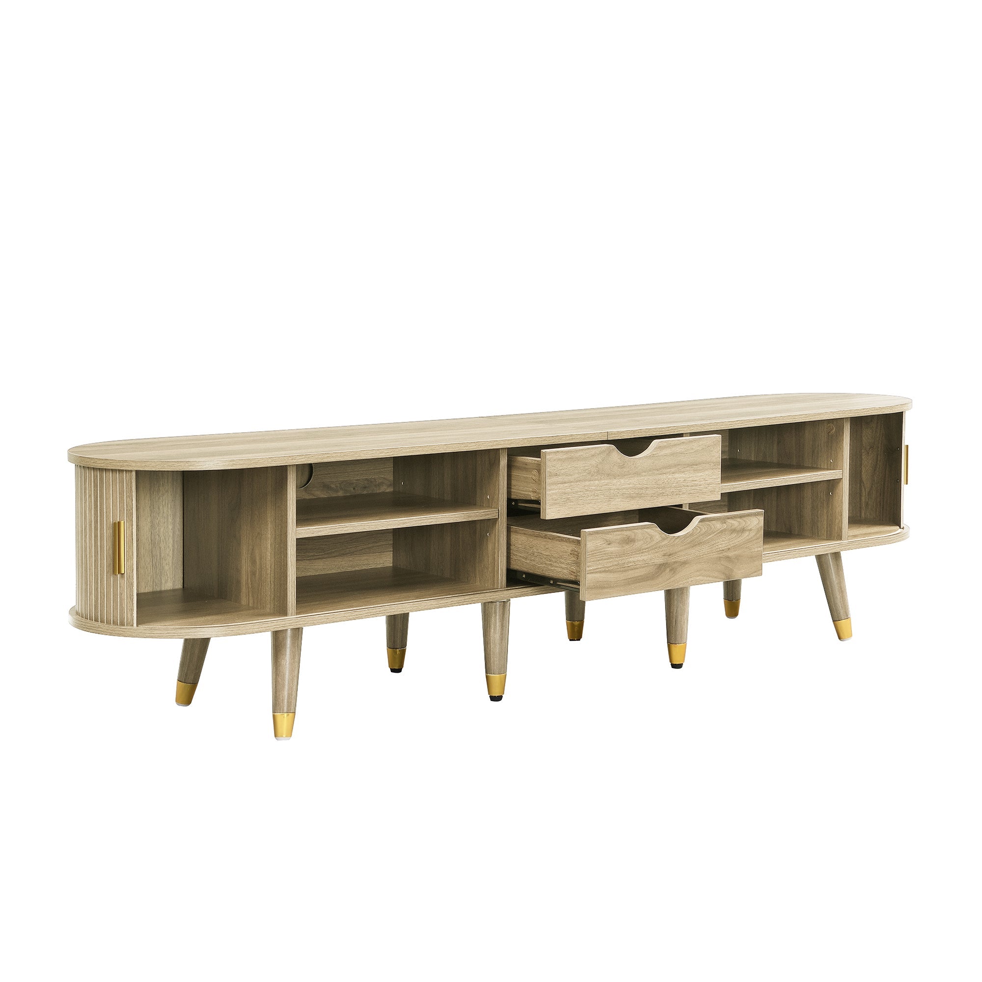 Logidon TV-meubel met schuifdeuren 175 centimeter bruin MDF lowboard