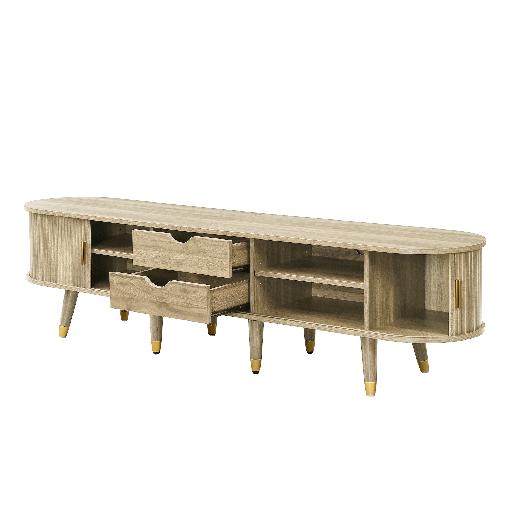 Logidon TV-meubel met schuifdeuren 175 centimeter bruin MDF lowboard