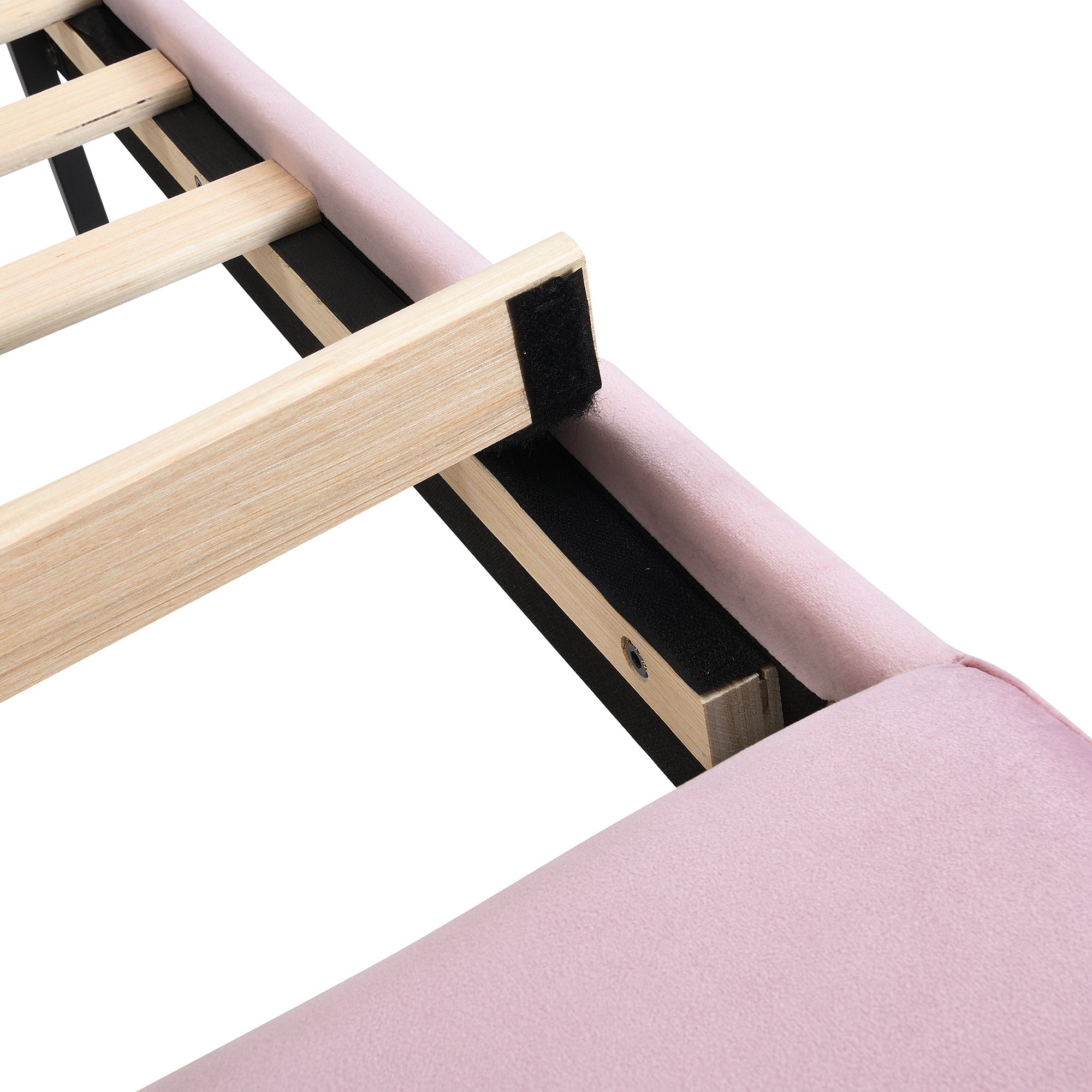 Logidon gestoffeerd bed 90x200 cm roze fluweel met bedbank en fluwelen hoofdbord