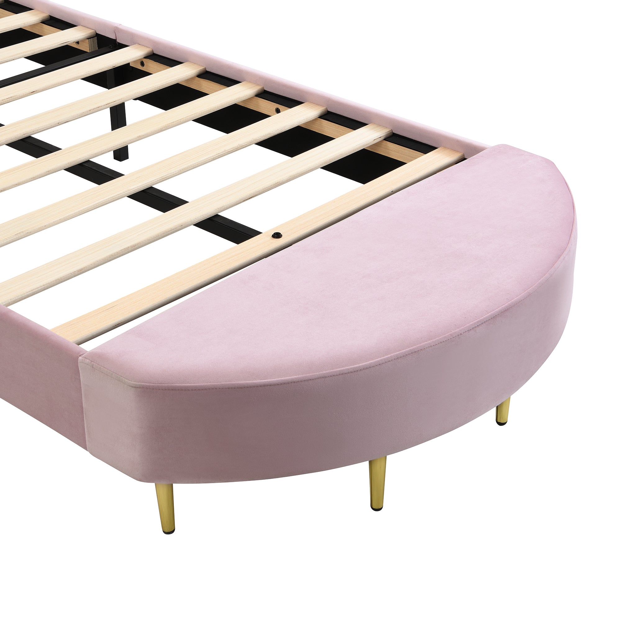 Logidon gestoffeerd bed 90x200 cm roze fluweel met bedbank en fluwelen hoofdbord