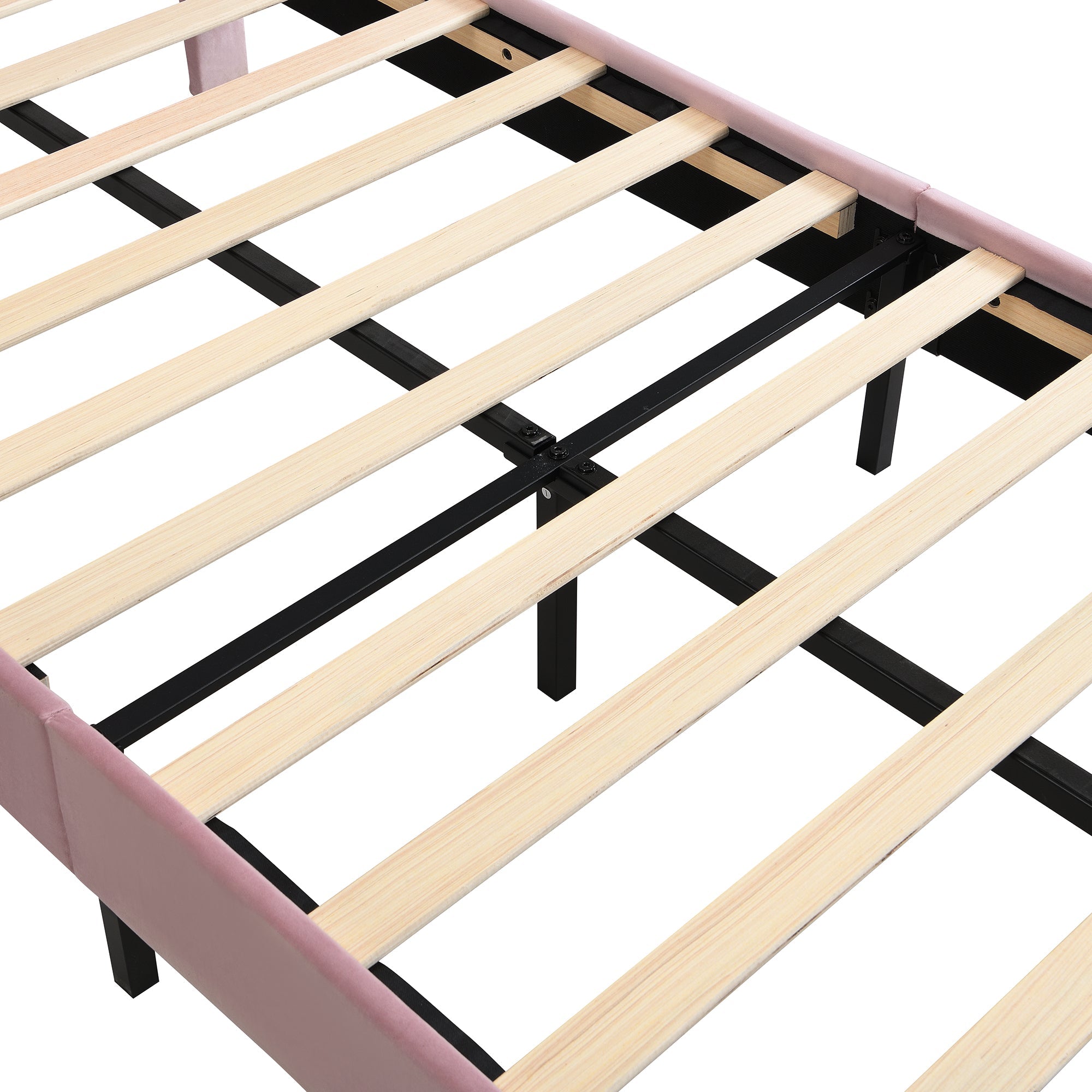 Logidon gestoffeerd bed 90x200 cm roze fluweel met bedbank en fluwelen hoofdbord