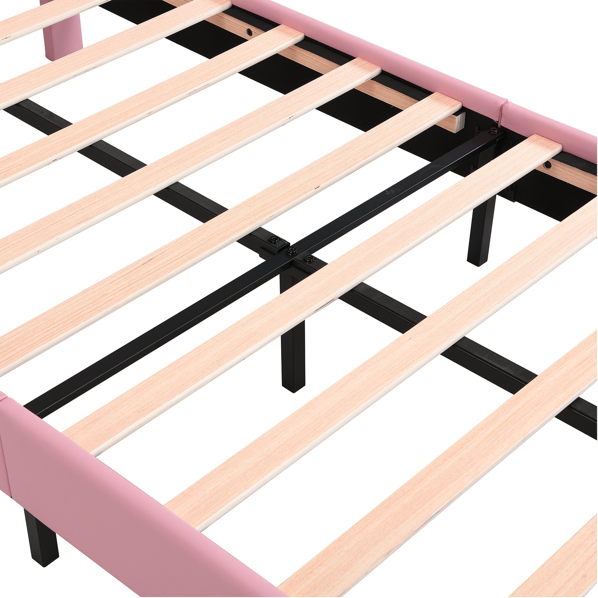Logidon gestoffeerd bed 90x200cm roze wit kroonvormig hoofdeinde