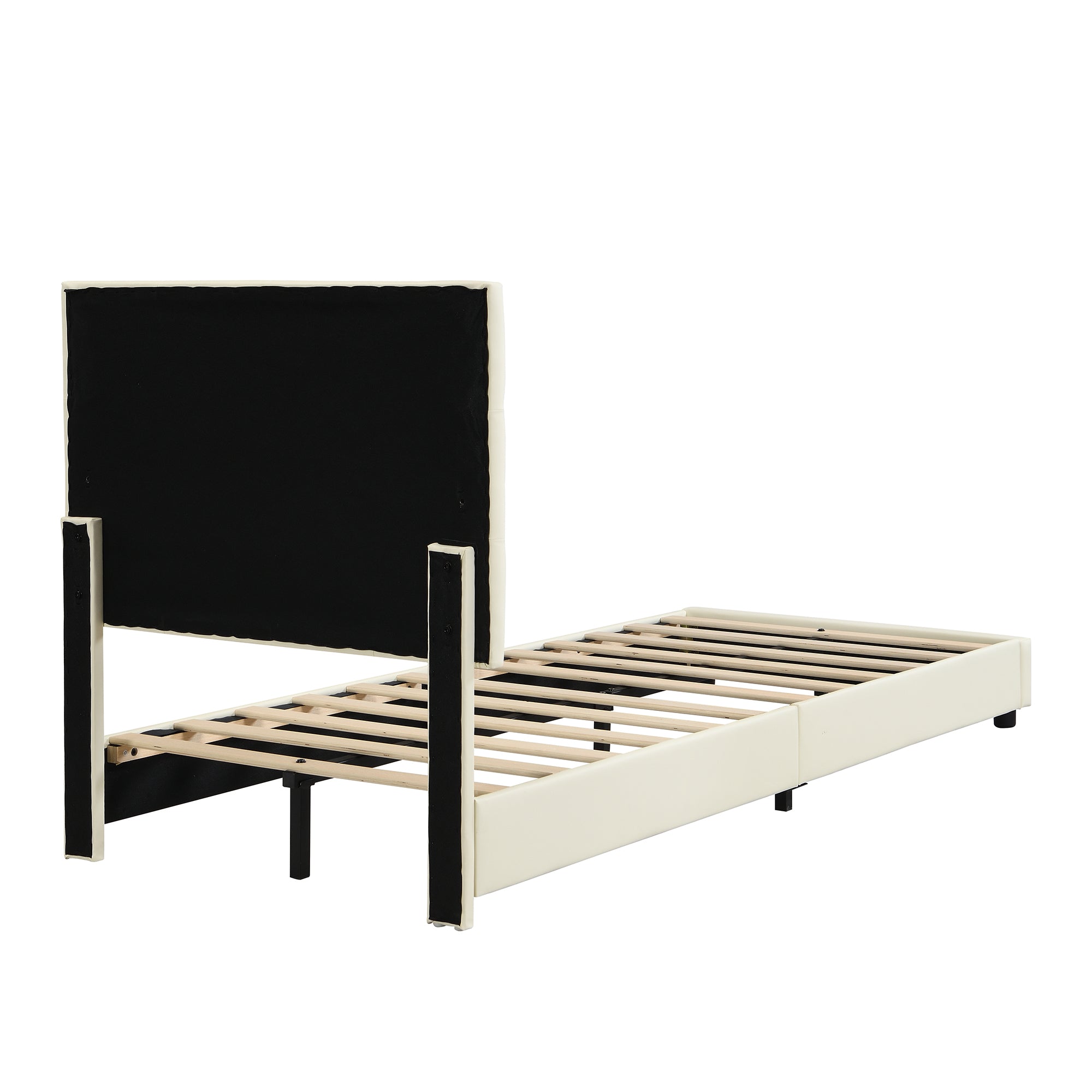 Logidon gestoffeerd bed 90x200 beige biscuit hoofdeinde zachte rugleuning