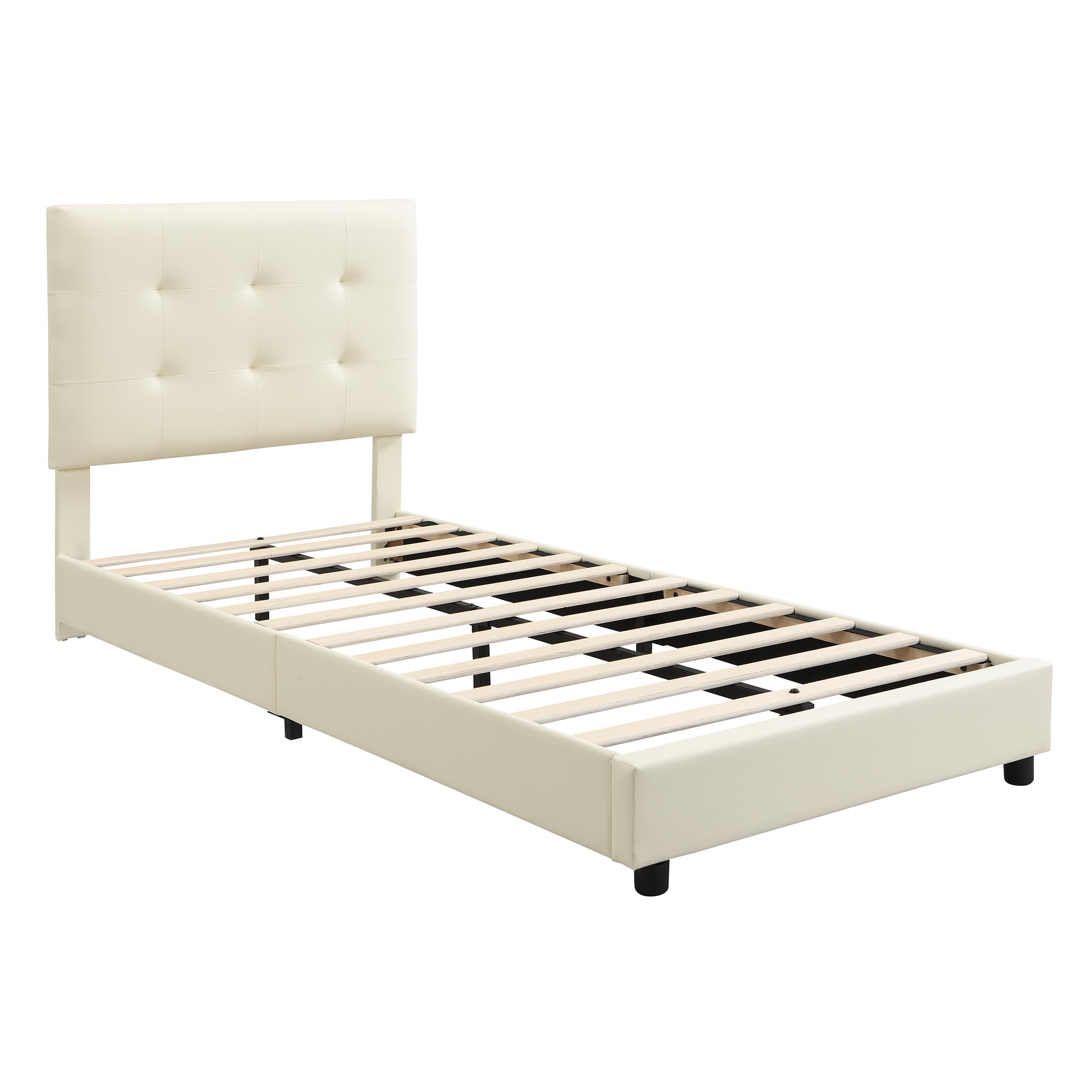 Logidon gestoffeerd bed 90x200 beige biscuit hoofdeinde zachte rugleuning