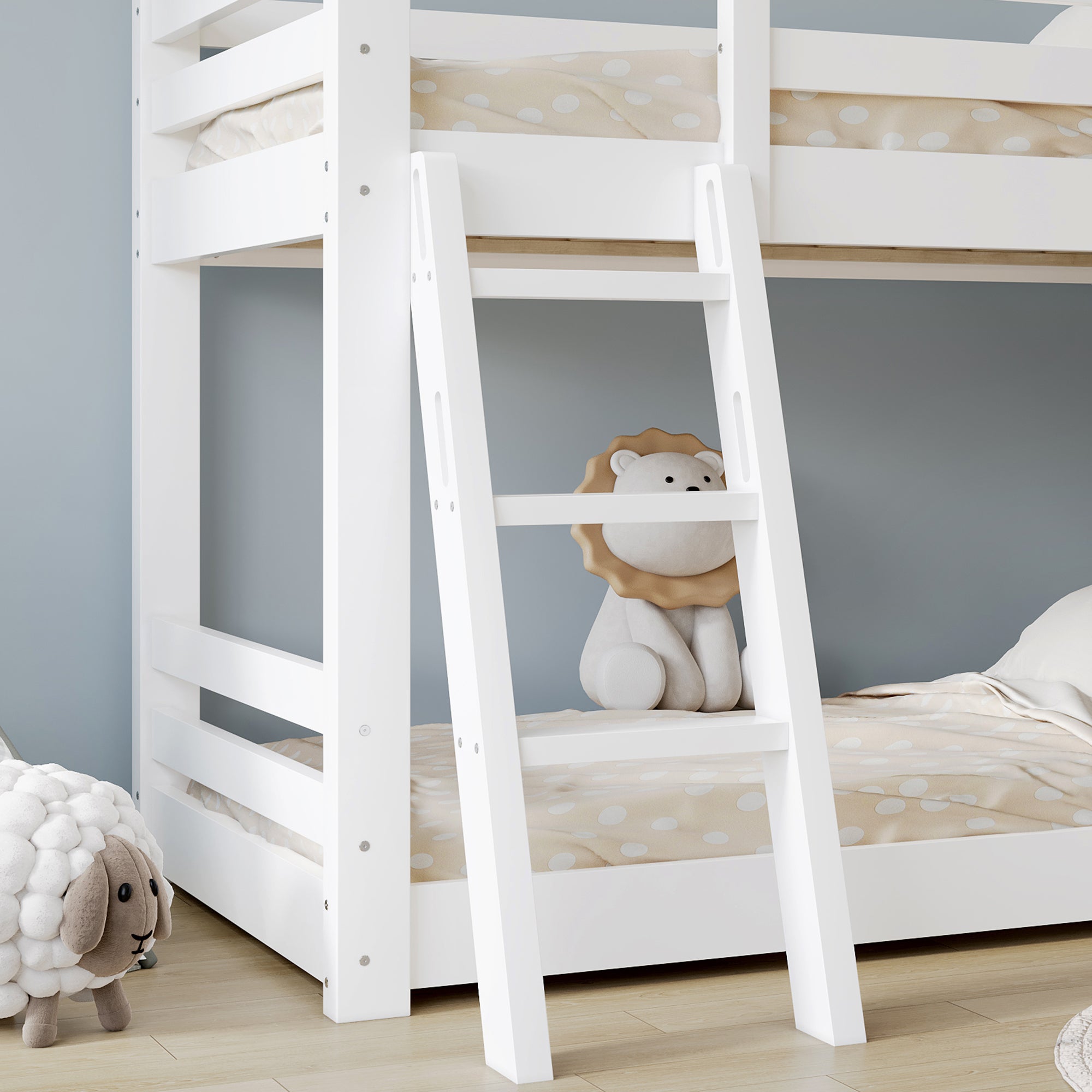Logidon stapelbed wit 90x200 met deurpaneeldak en ladder