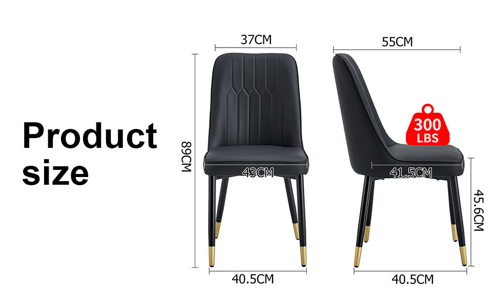 Logidon set van twee zwarte eetkamerstoelen met PU lederen rugkussens
