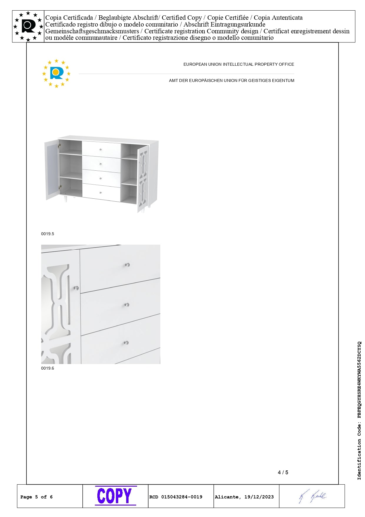 Logidon Wit Spiegeldressoir met Kristallen Handgrepen 147,5x40x102 cm