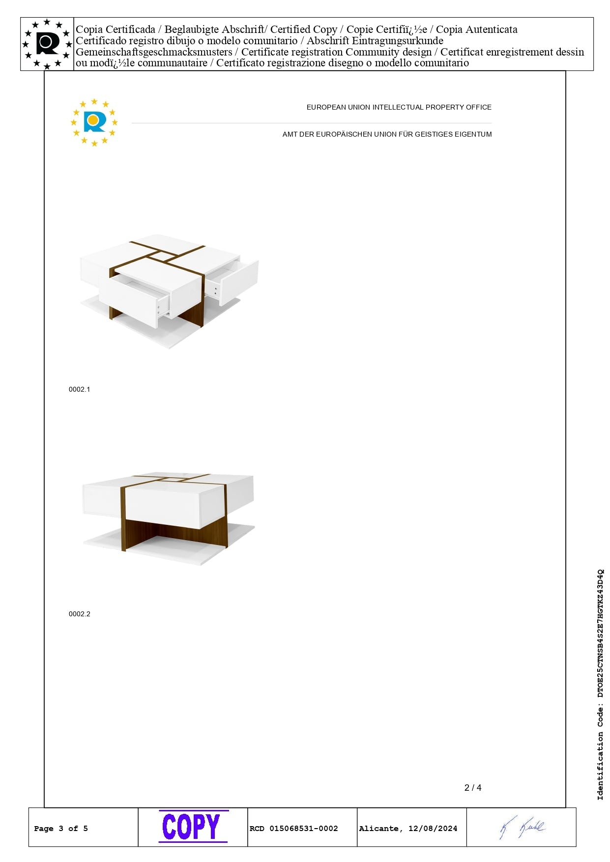 Logidon hoogglans salontafel wit met vier lades 78x78 cm
