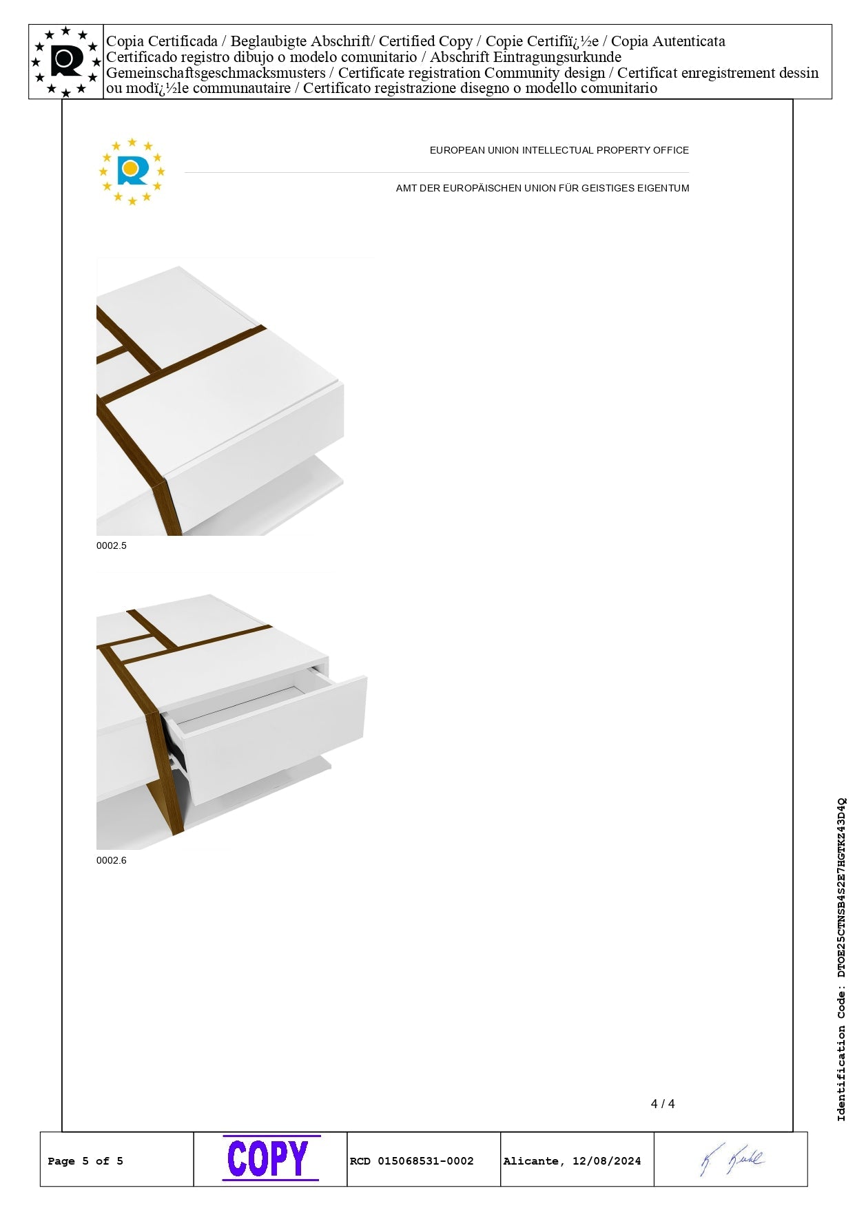 Logidon hoogglans salontafel wit met vier lades 78x78 cm