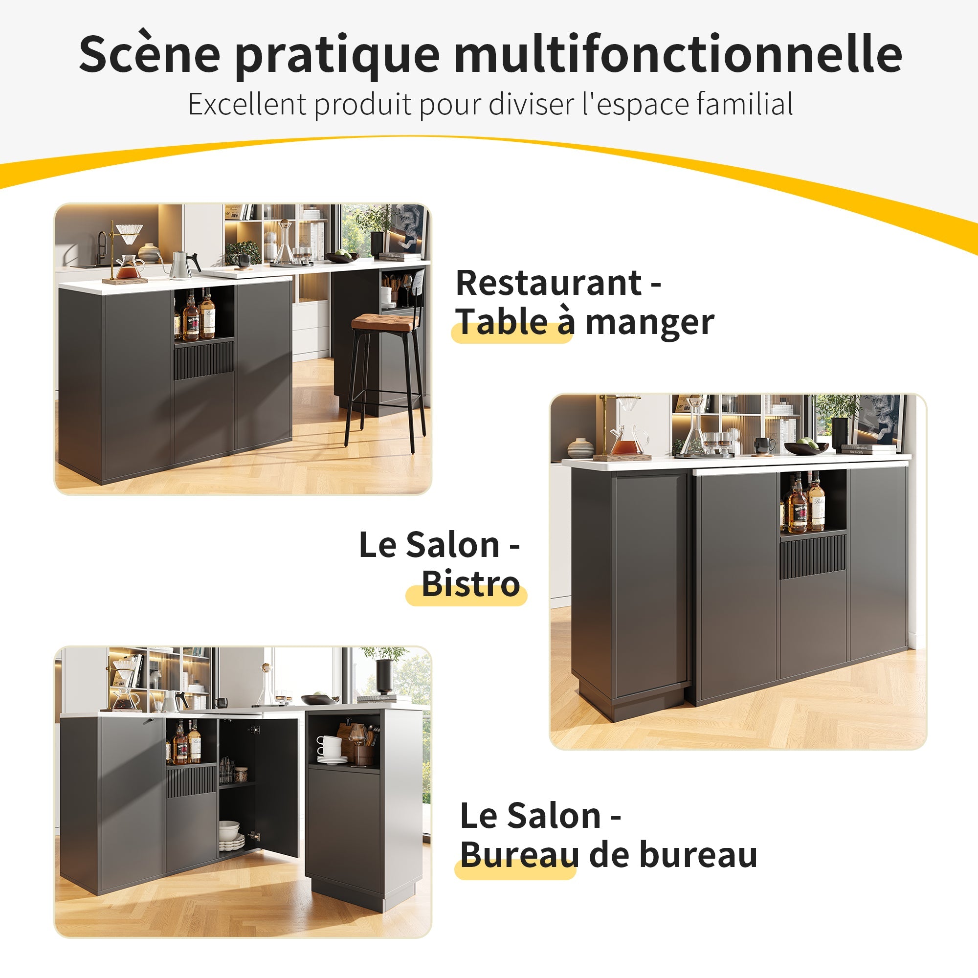 Logidon Draaibare Bartafel 360 Graden Zwart 210 x 30 x 100,9 cm