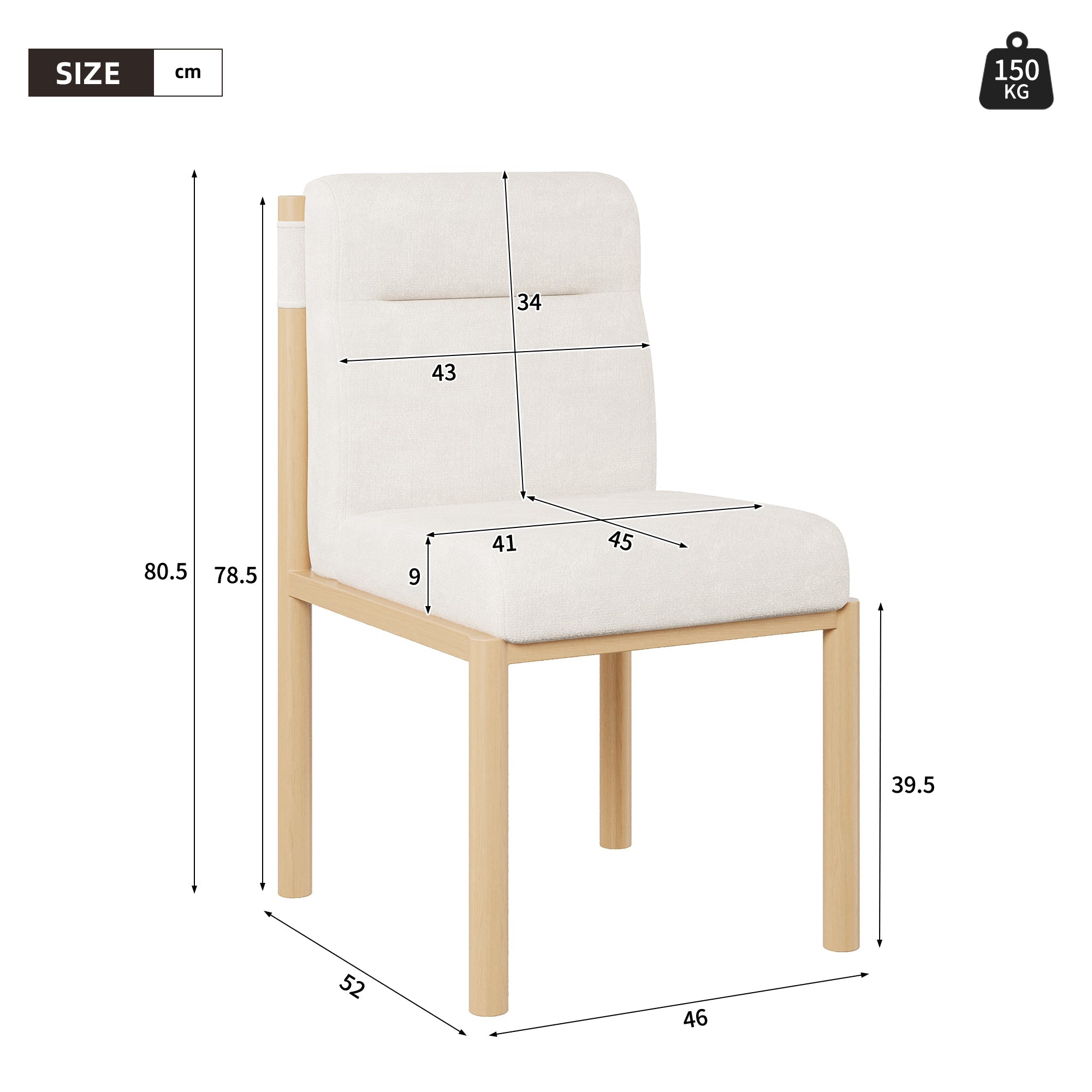 Logidon eetkamerstoelen set van 2 beige Sherpa stof eikenhoutlook