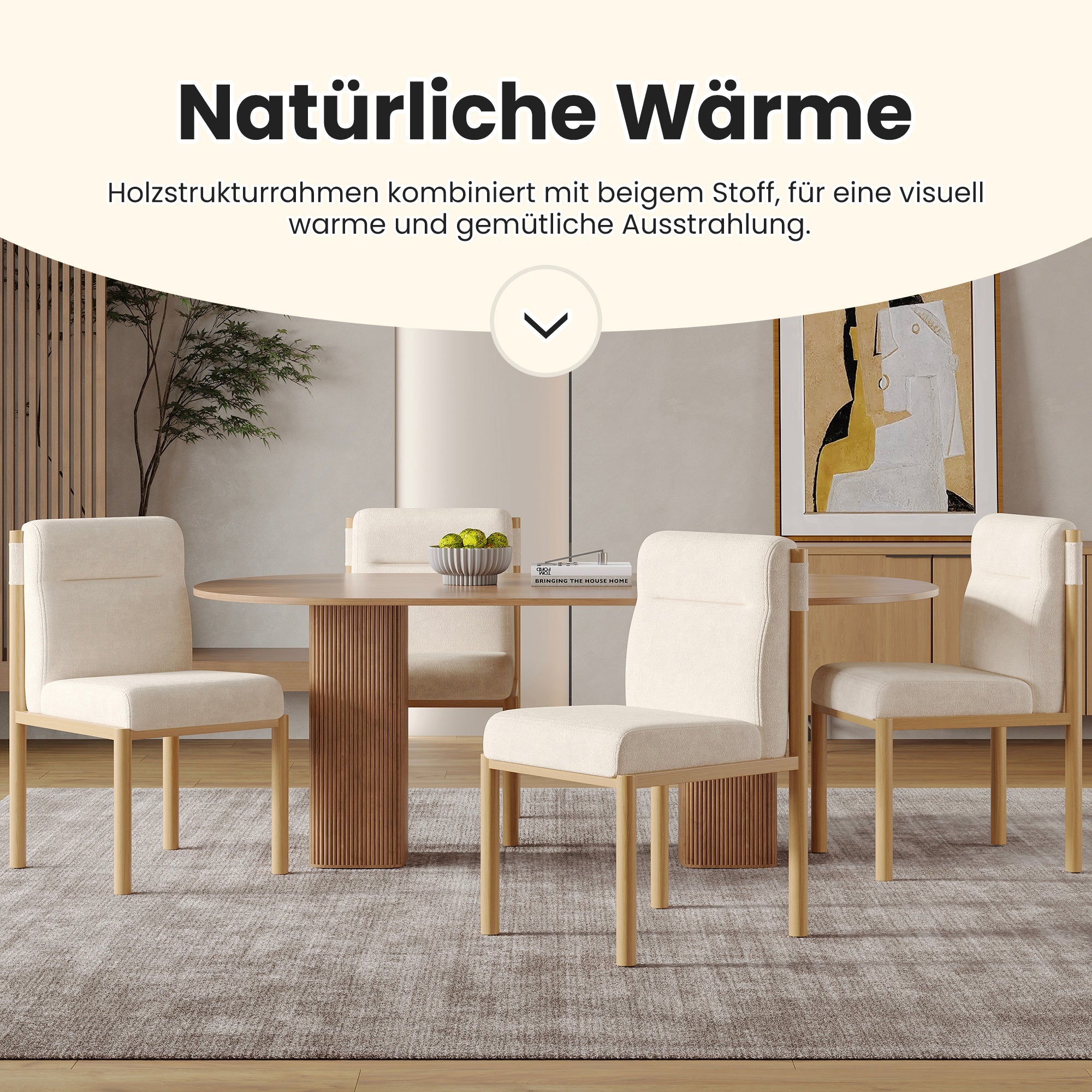 Logidon eetkamerstoelen set van 2 beige Sherpa stof eikenhoutlook
