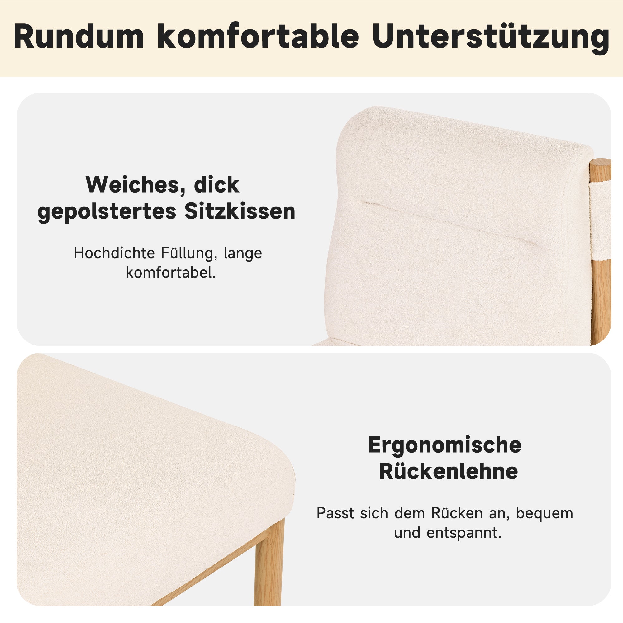 Logidon eetkamerstoelen set van 2 beige Sherpa stof eikenhoutlook
