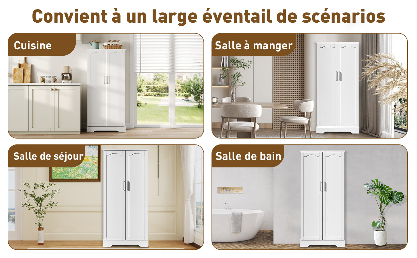Logidon 60x35x128cm witte keukenkast LED-sensorlicht verstelbare planken