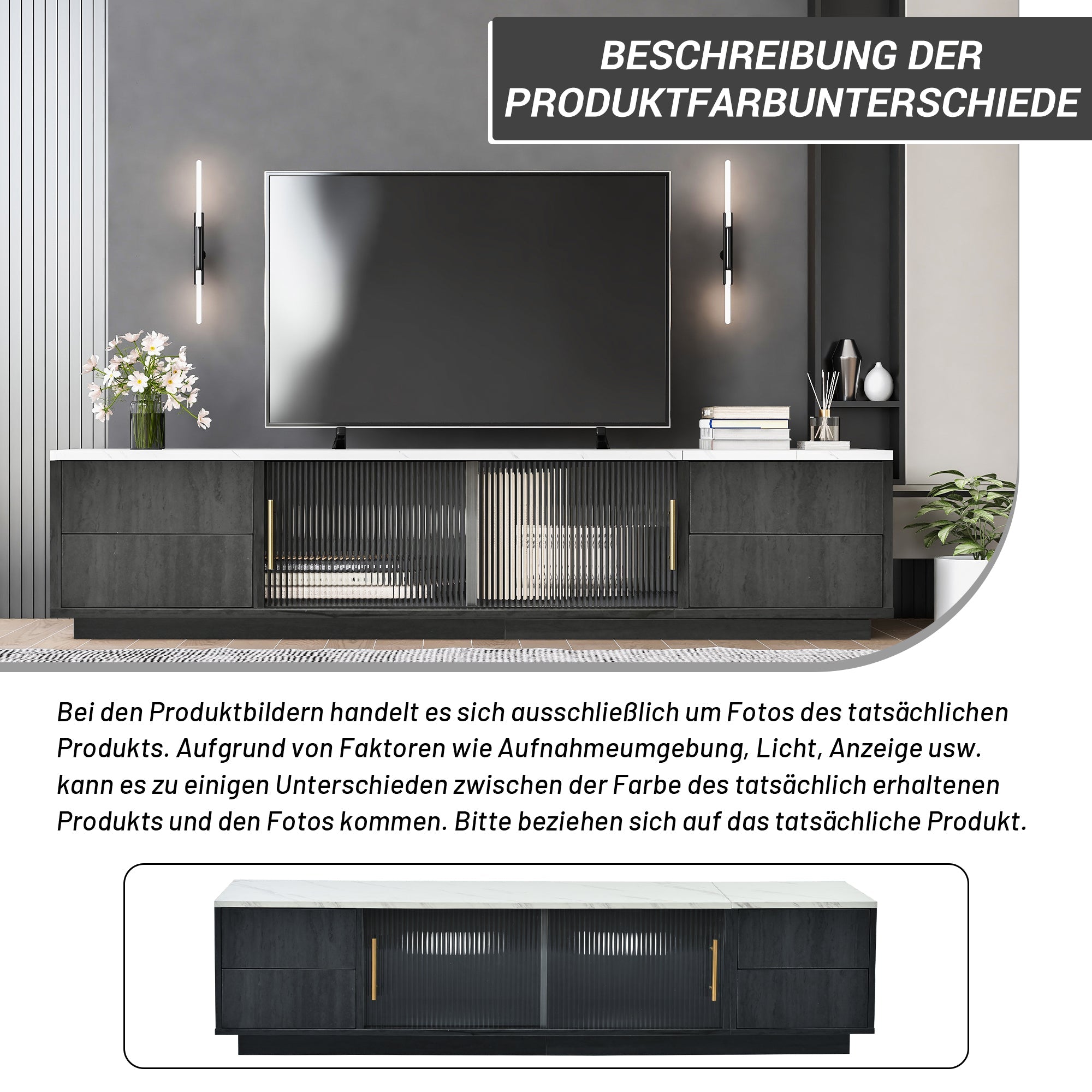 Logidon Deluxe TV-meubel 160 cm grijze marmerlook laden met openklapbare lades