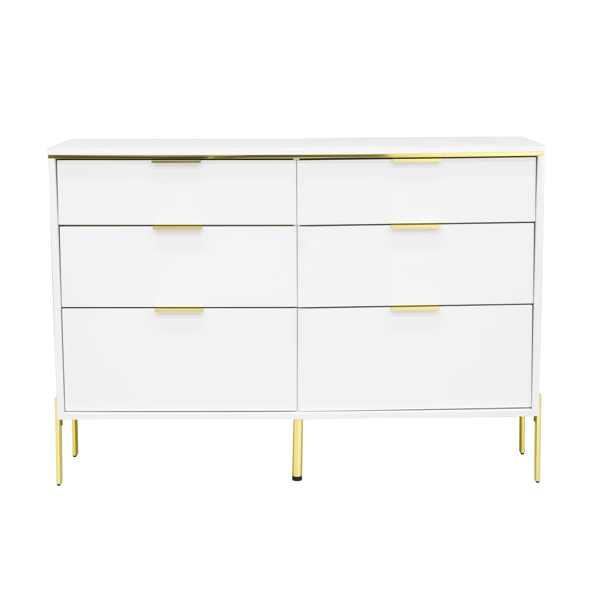Logidon dressoir wit goud hoogglans 6 lades 120 cm