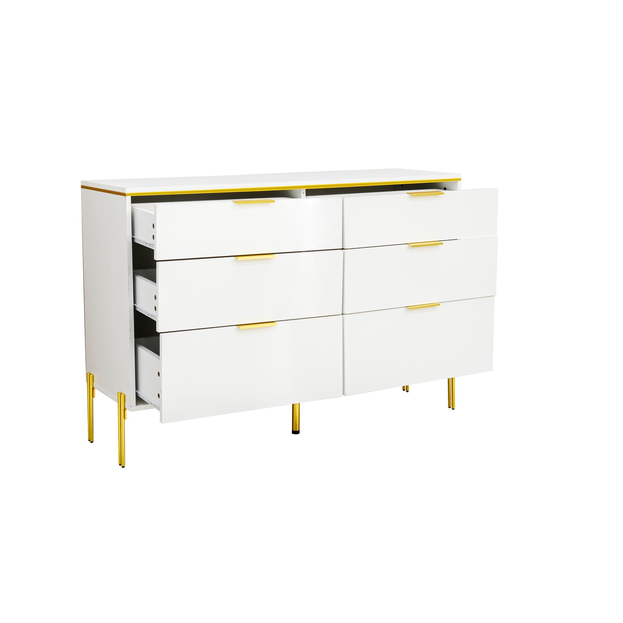 Logidon dressoir wit goud hoogglans 6 lades 120 cm
