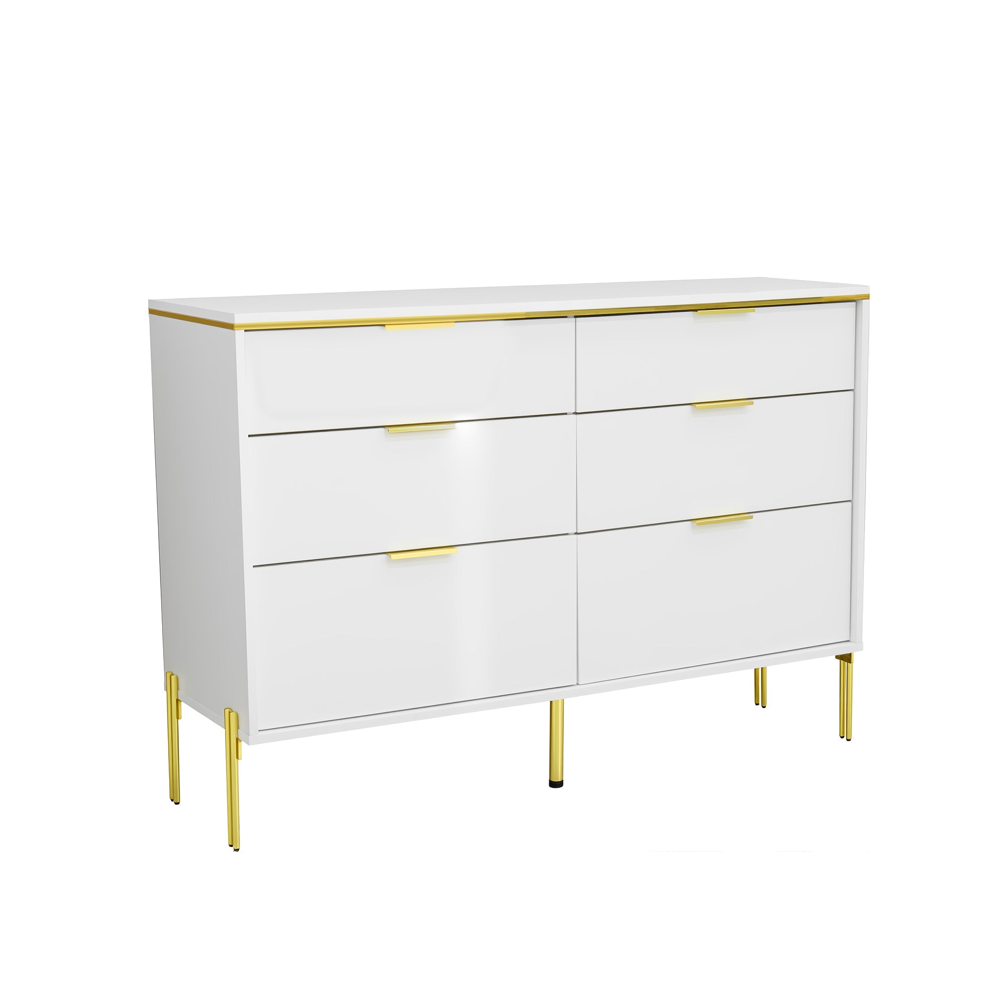 Logidon dressoir wit goud hoogglans 6 lades 120 cm