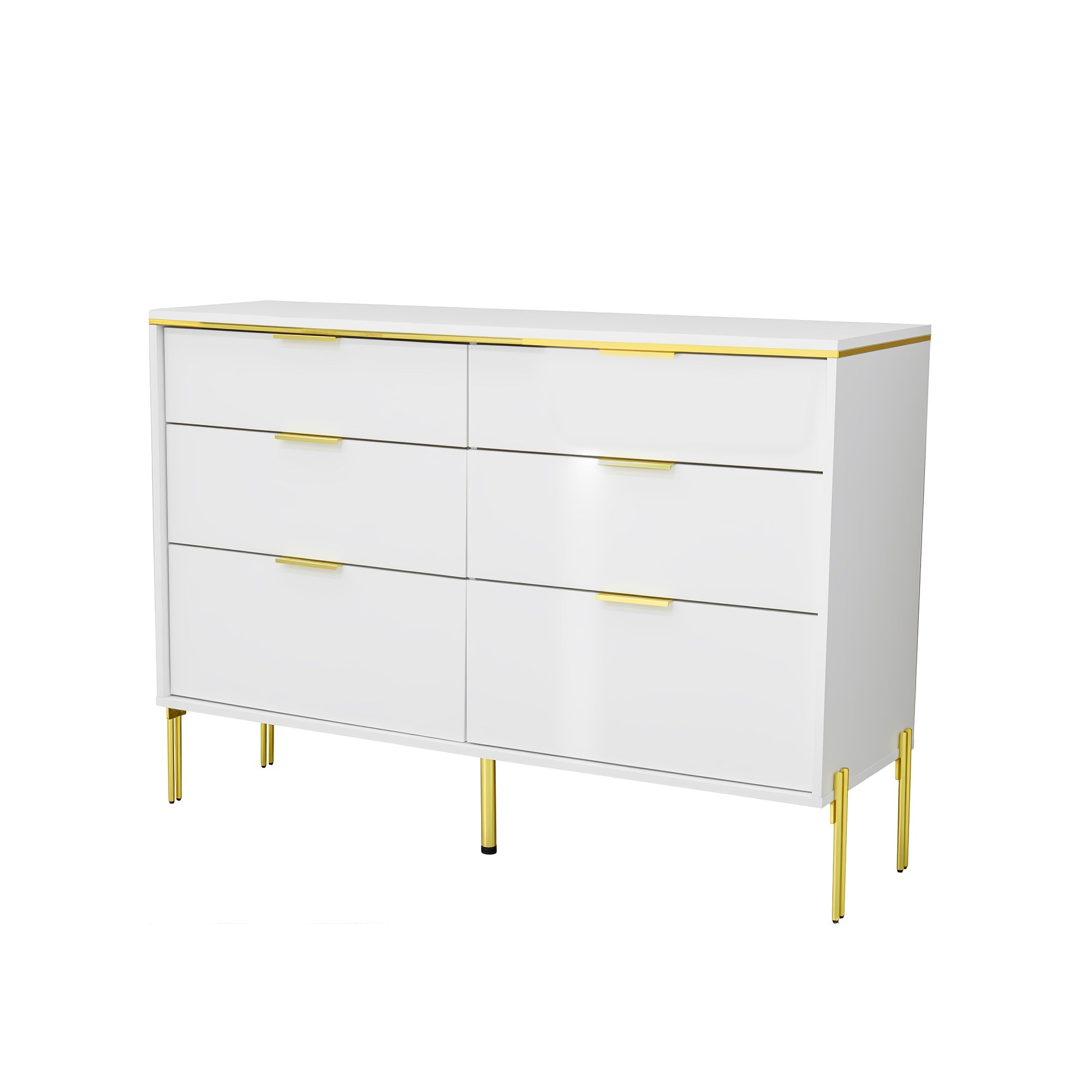 Logidon dressoir wit goud hoogglans 6 lades 120 cm