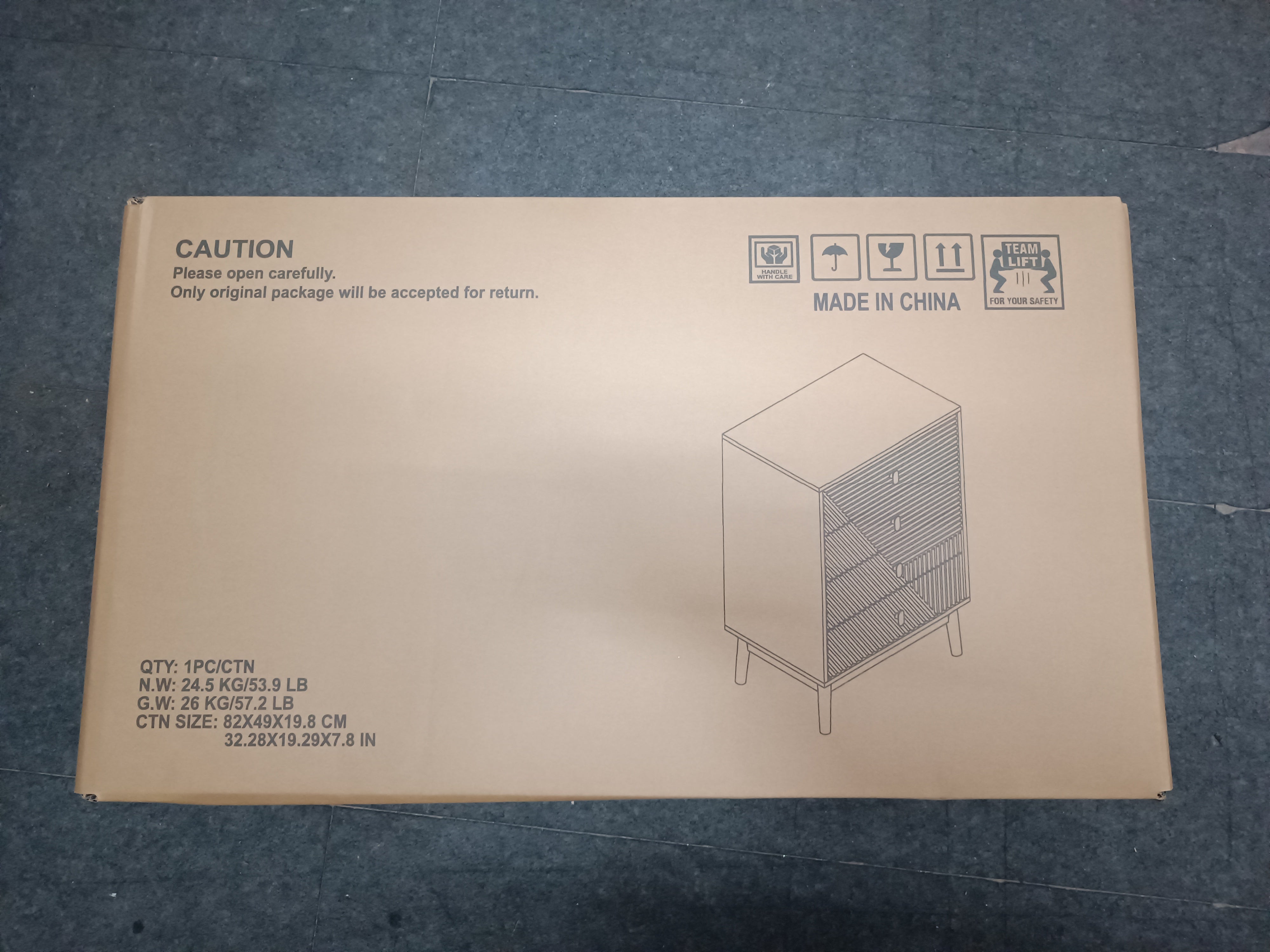 Logidon Notenhouten ladekast 60x40x90 cm met 4 lades