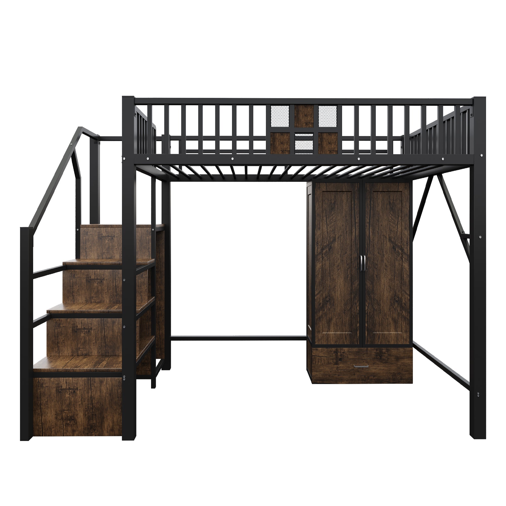 Logidon hoogslaper metaal 140x200 cm met railing design zwart