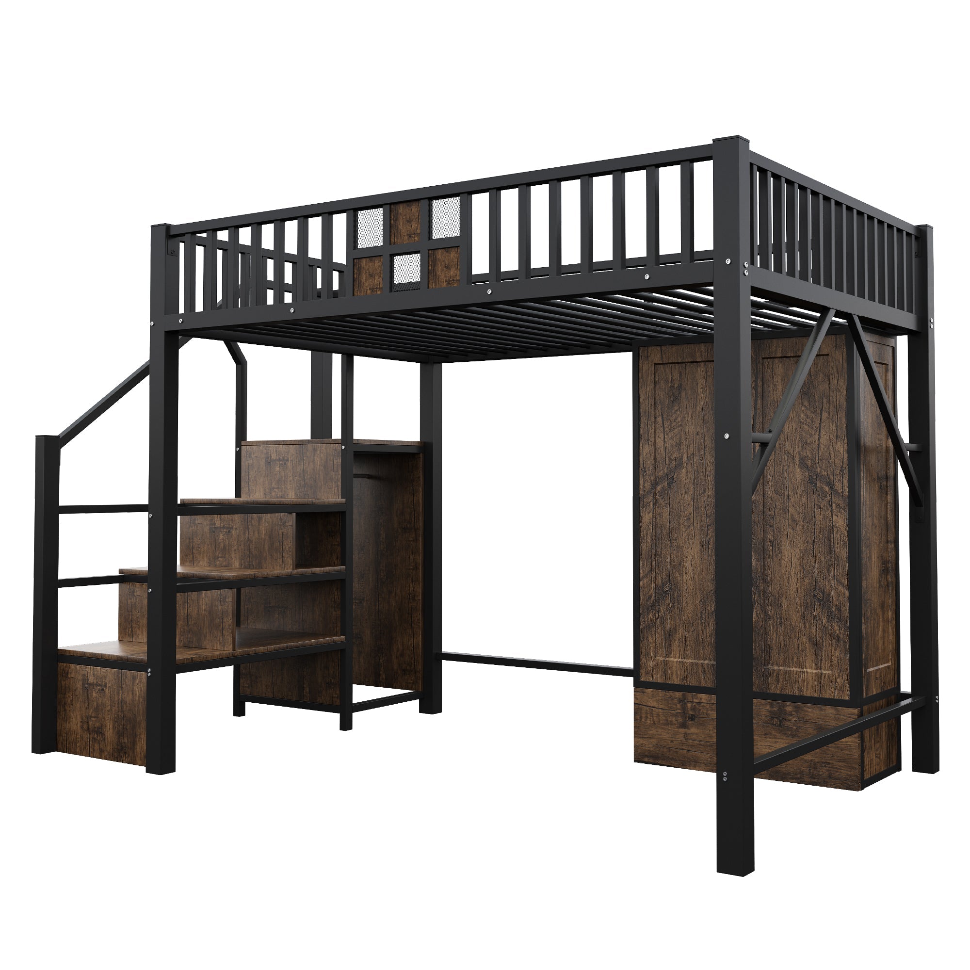 Logidon hoogslaper metaal 140x200 cm met railing design zwart