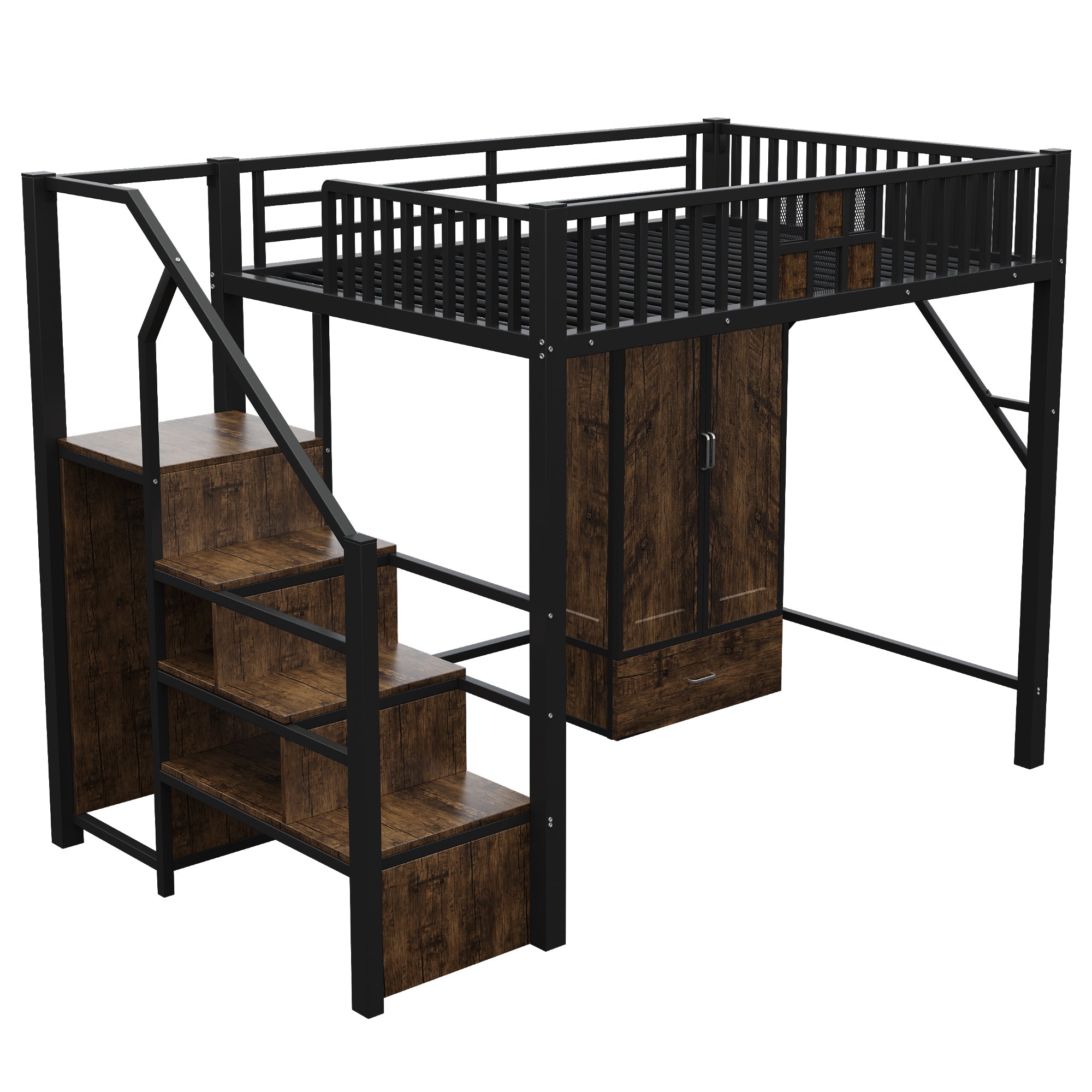 Logidon hoogslaper metaal 140x200 cm met railing design zwart