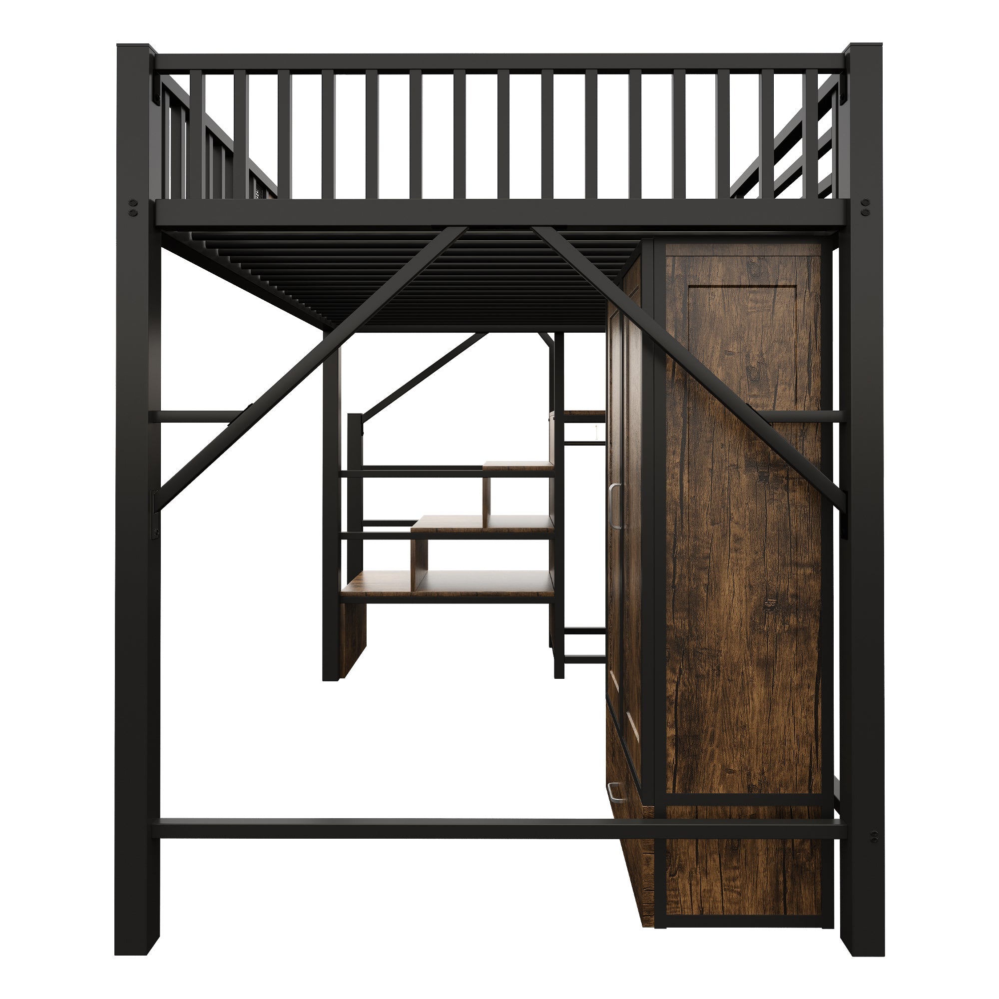 Logidon hoogslaper metaal 140x200 cm met railing design zwart