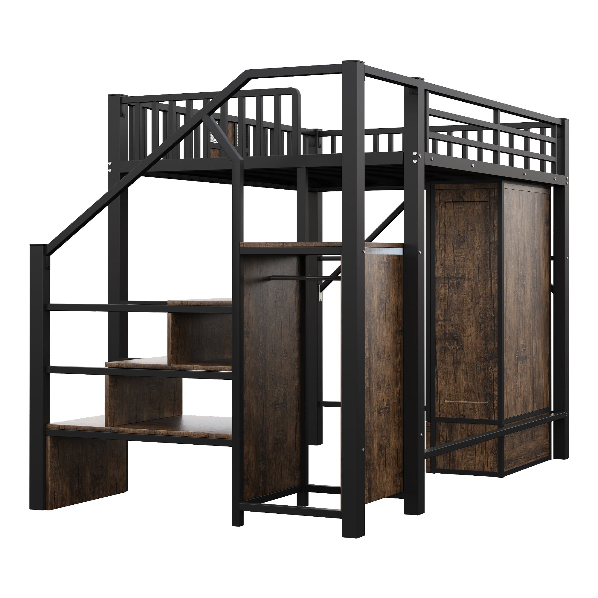 Logidon hoogslaper metaal 140x200 cm met railing design zwart