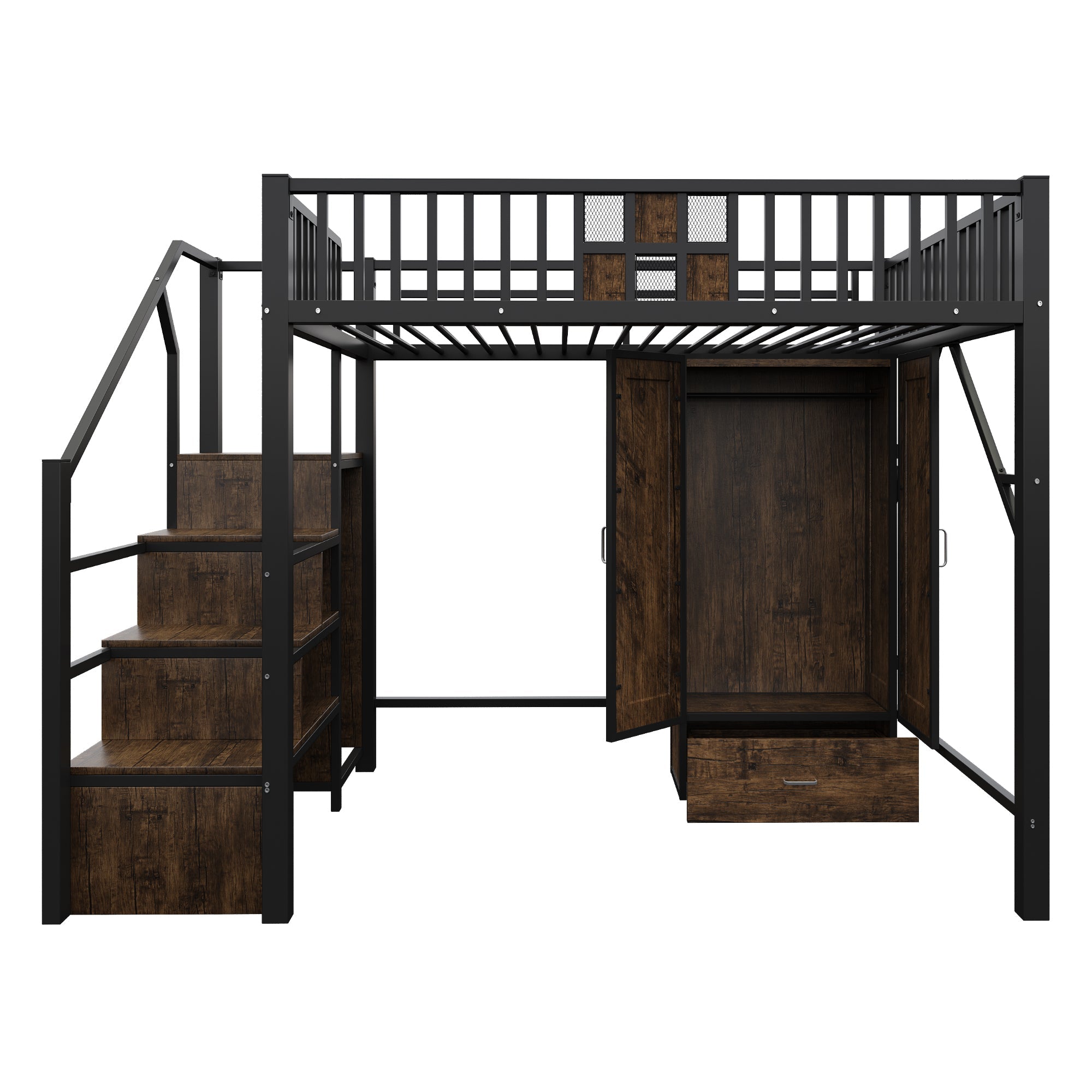 Logidon hoogslaper metaal 140x200 cm met railing design zwart