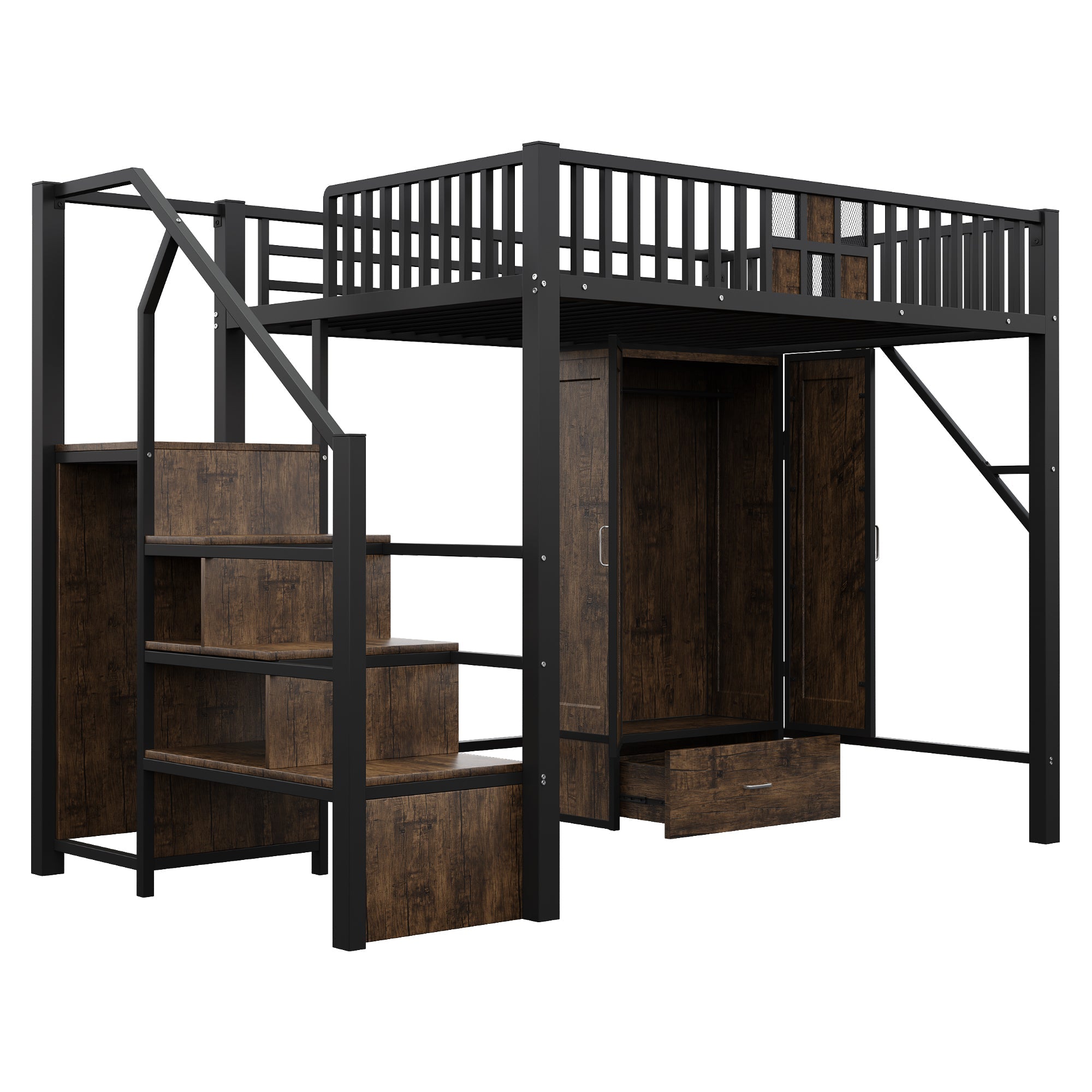 Logidon hoogslaper metaal 140x200 cm met railing design zwart