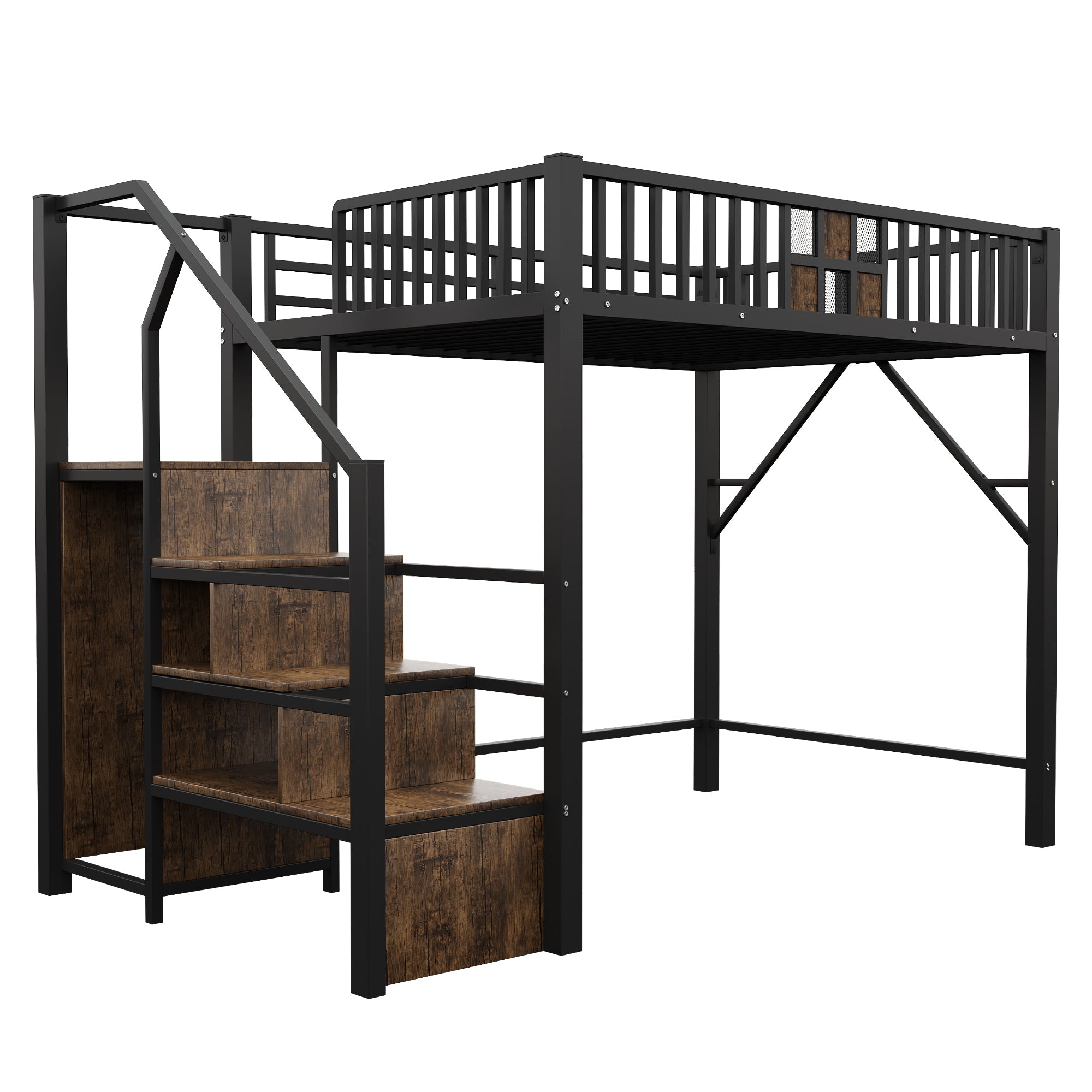Logidon hoogslaper metaal 140x200 cm met railing design zwart