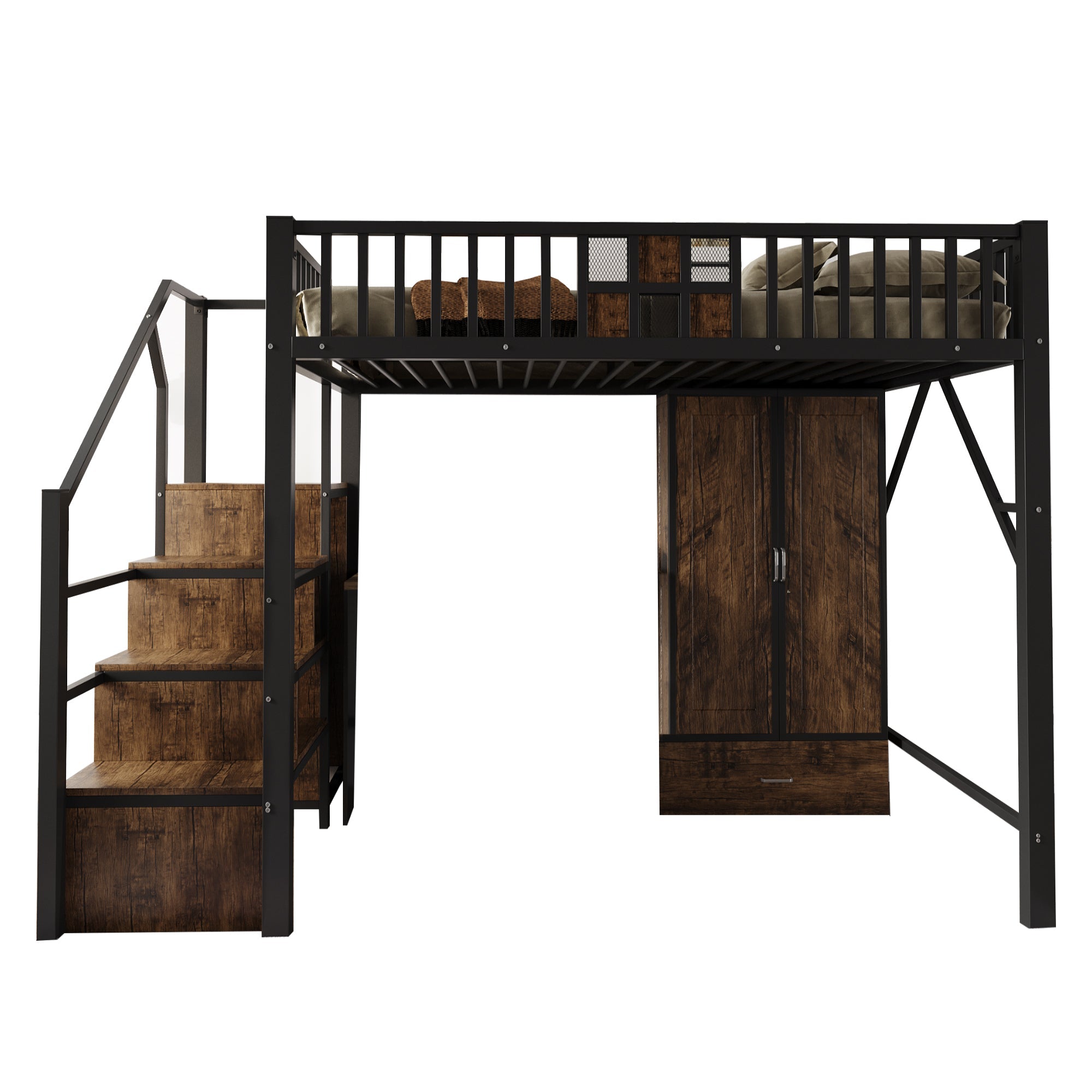 Logidon hoogslaper metaal 140x200 cm met railing design zwart