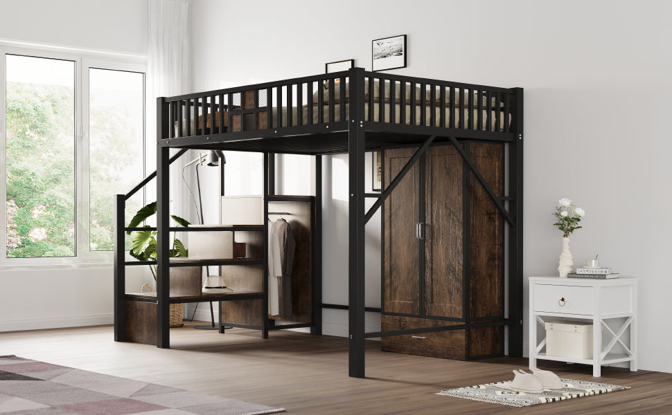 Logidon hoogslaper metaal 140x200 cm met railing design zwart