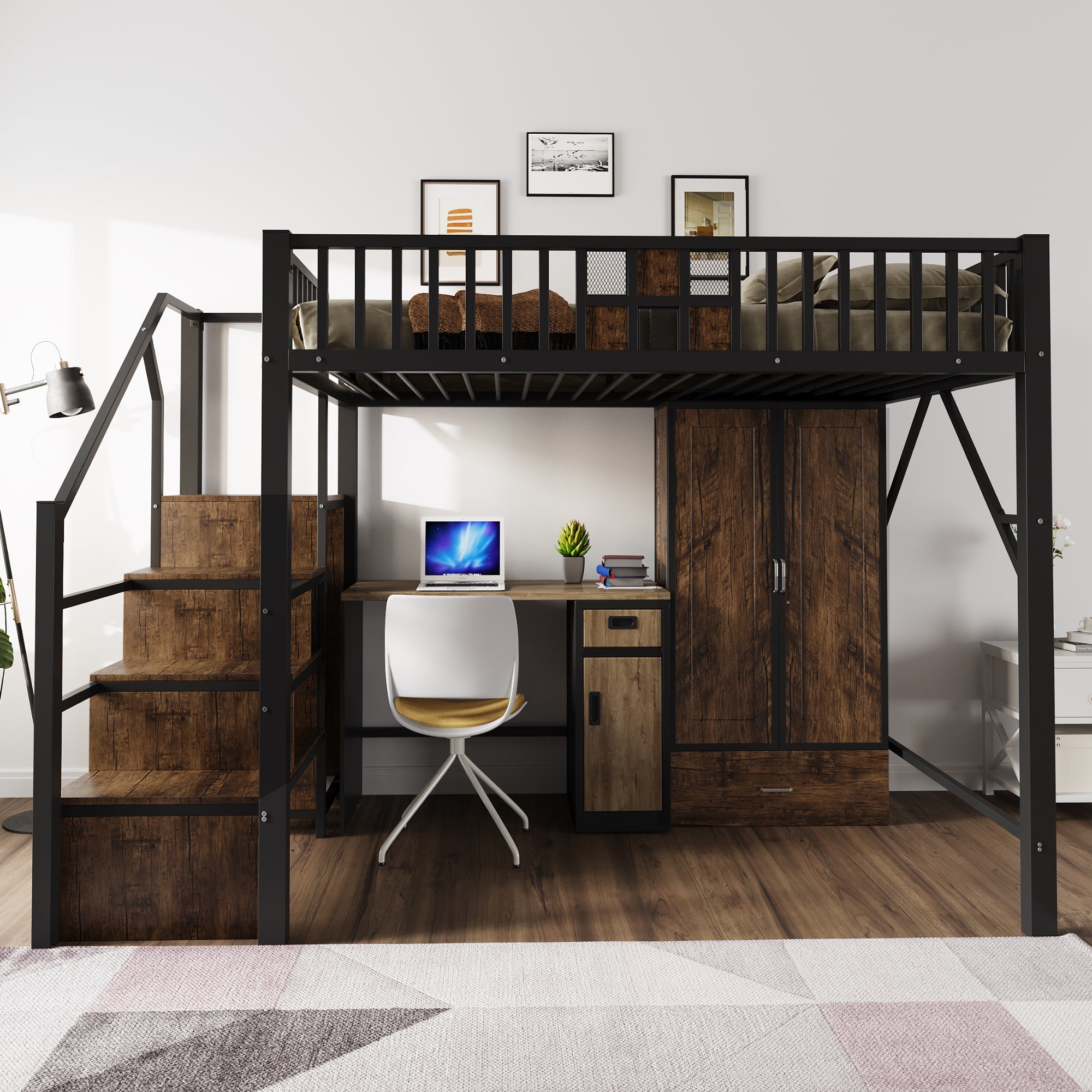 Logidon hoogslaper metaal 140x200 cm met railing design zwart