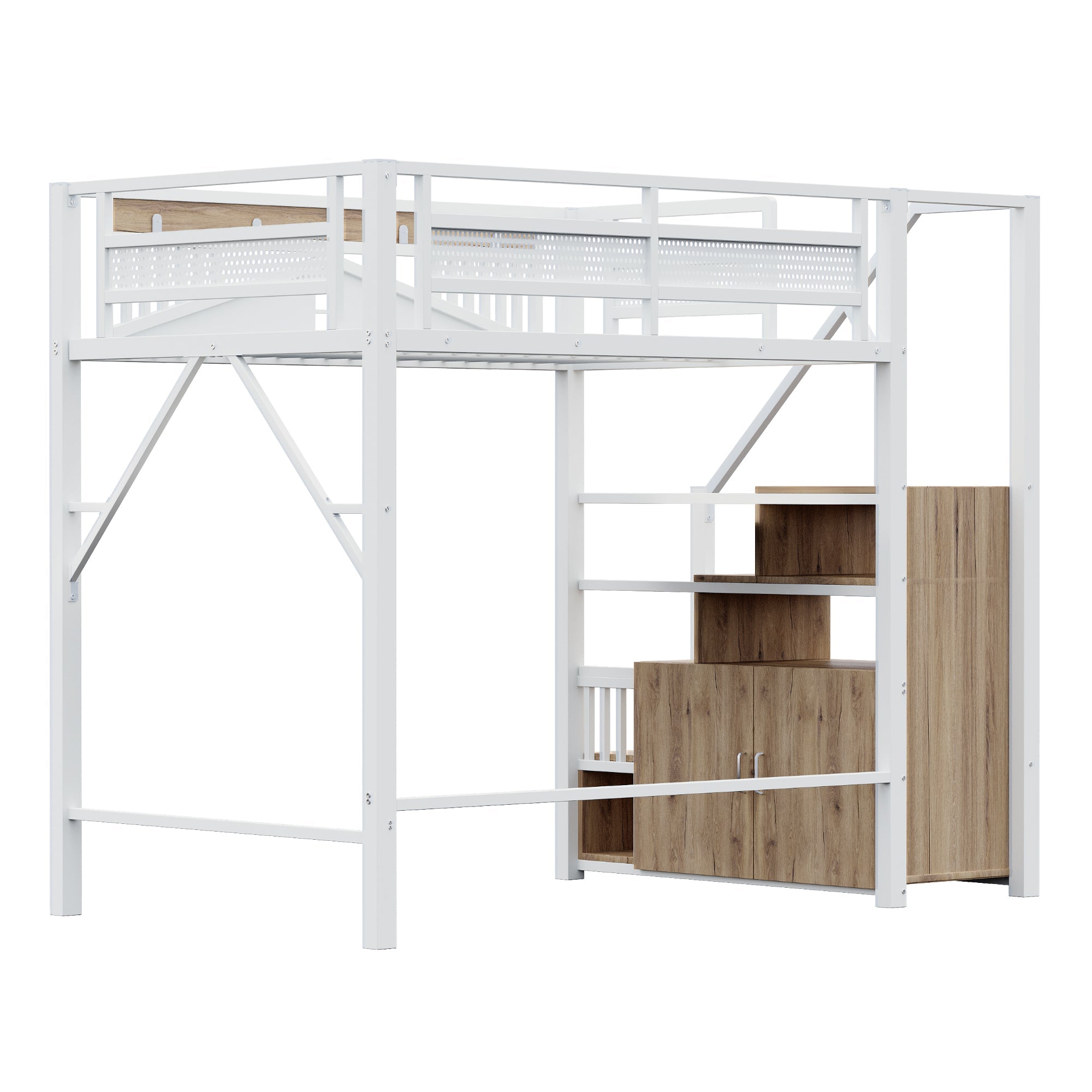 Logidon metalen hoogslaper 140x200 cm witte veiligheidsbehuizing met raam