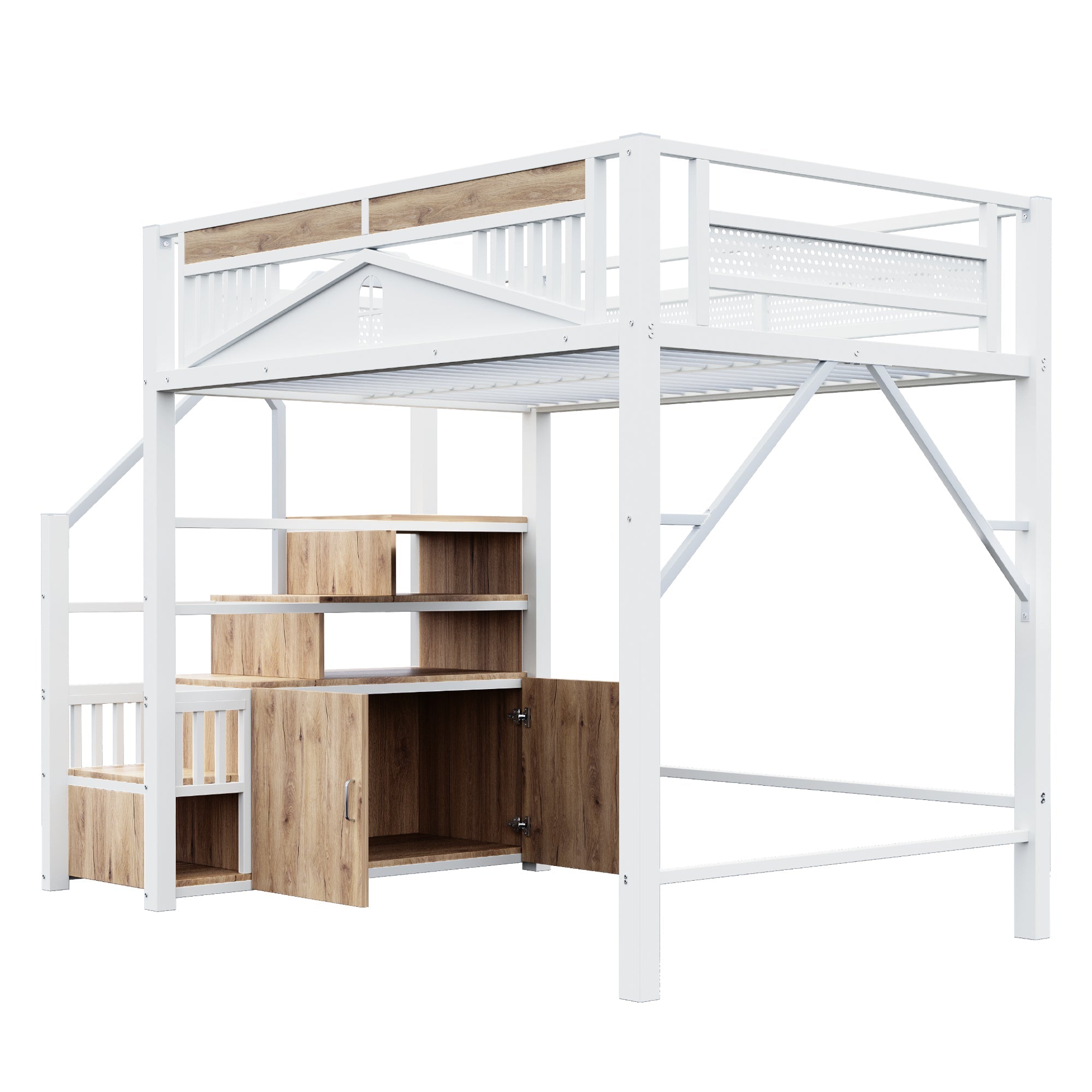 Logidon metalen hoogslaper 140x200 cm witte veiligheidsbehuizing met raam