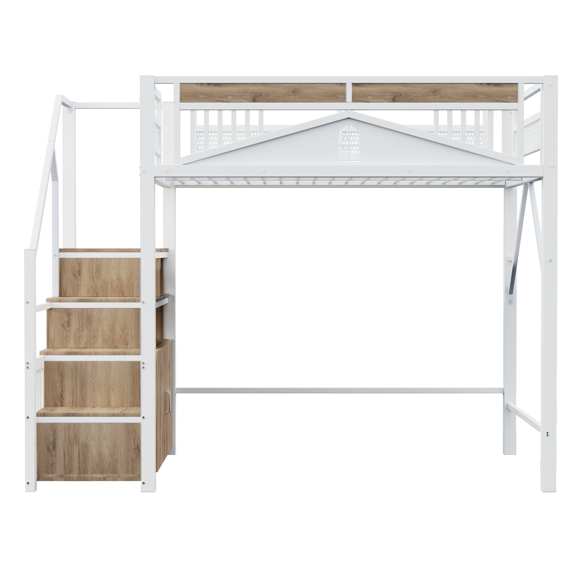 Logidon metalen hoogslaper 140x200 cm witte veiligheidsbehuizing met raam