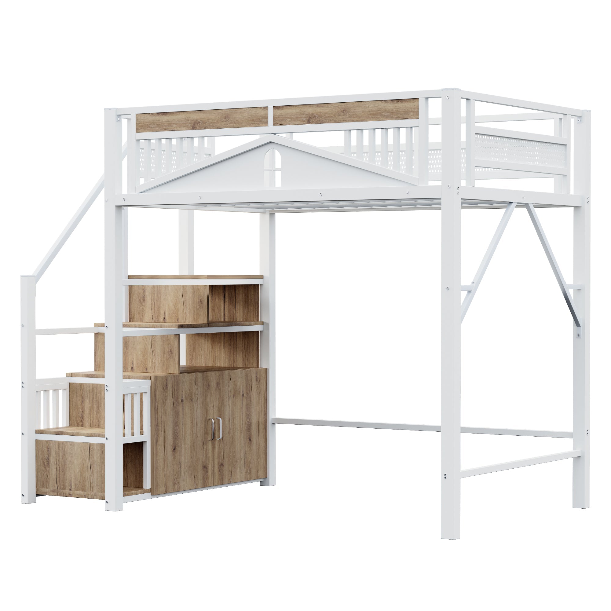 Logidon metalen hoogslaper 140x200 cm witte veiligheidsbehuizing met raam