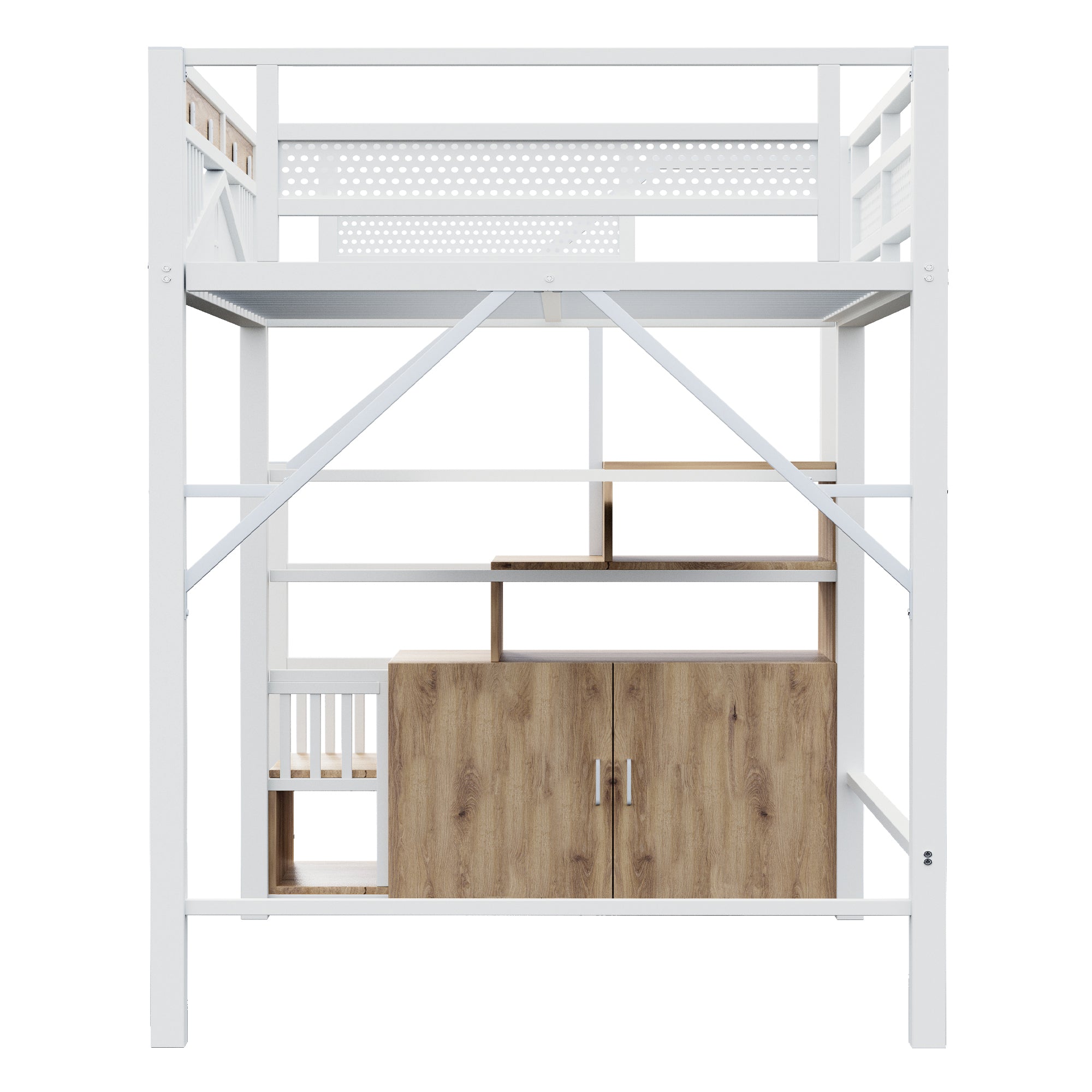 Logidon metalen hoogslaper 140x200 cm witte veiligheidsbehuizing met raam